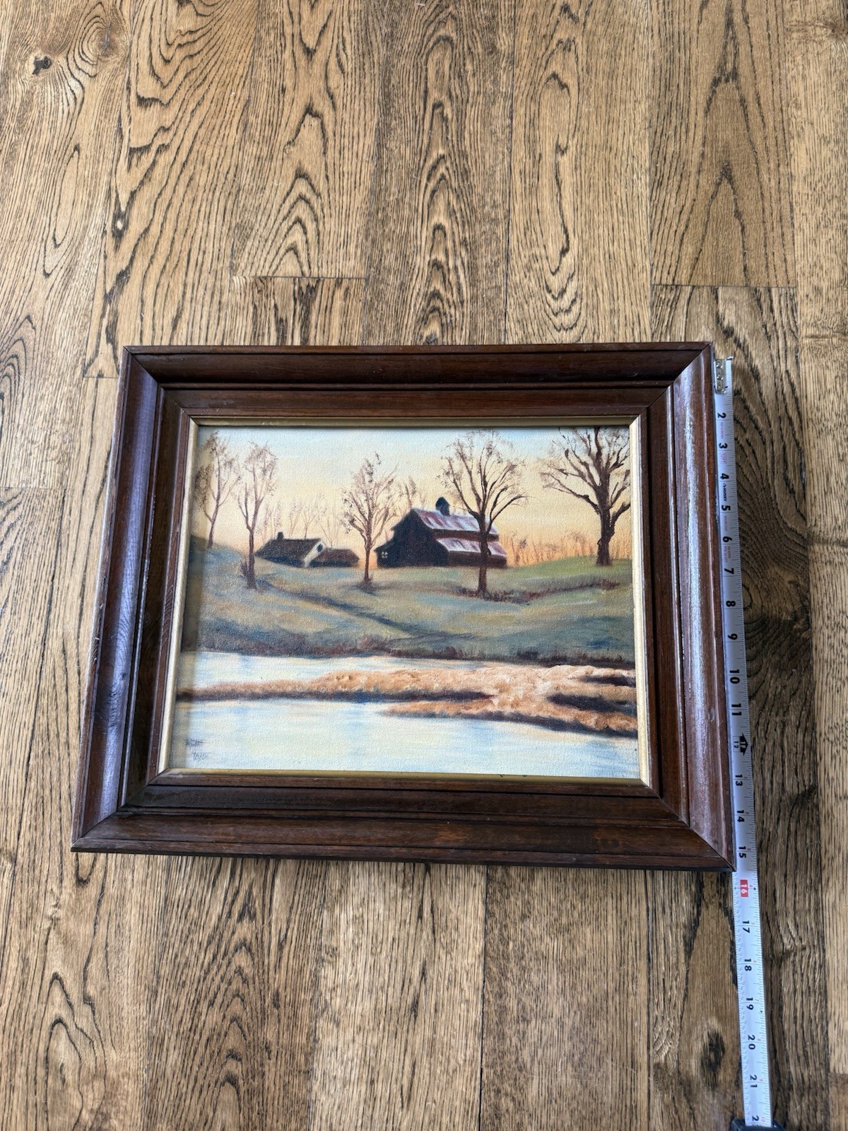 Vintage Rustic Country Barn Scene Framed Signed Oil Painting 18 1/2” X 15 1/2”