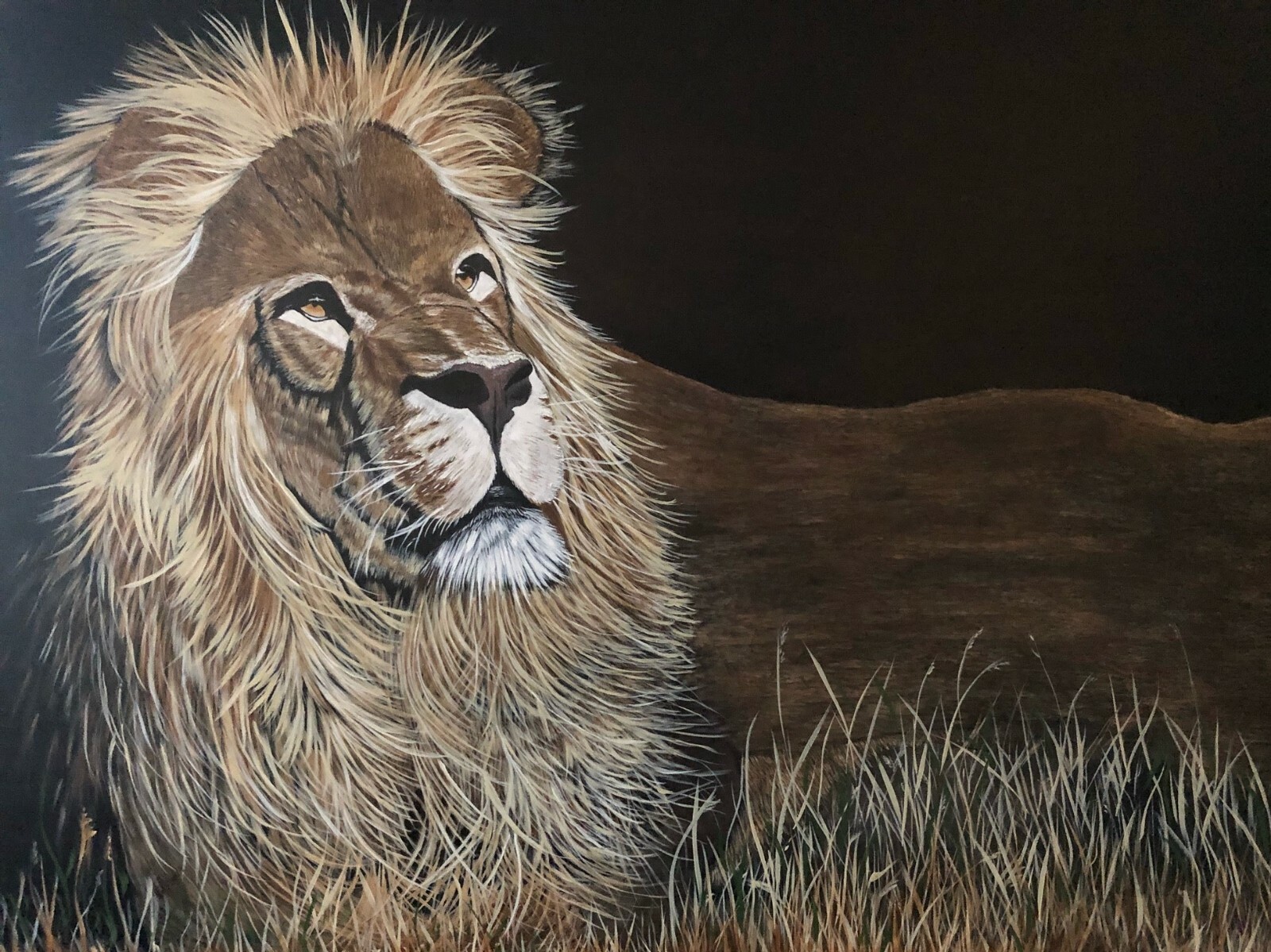 Leah Smith Mufasa Lion 36×48 Original Acrylic & Oil Painting Contemporary Art
