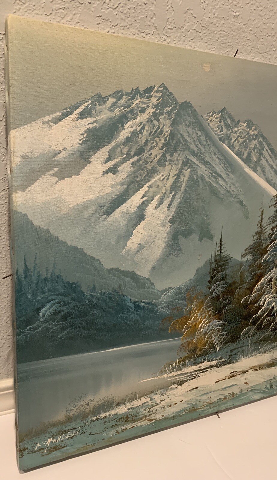 Vintage Original Signed HORDEN Mountainscape Snow Scene Oil Painting
