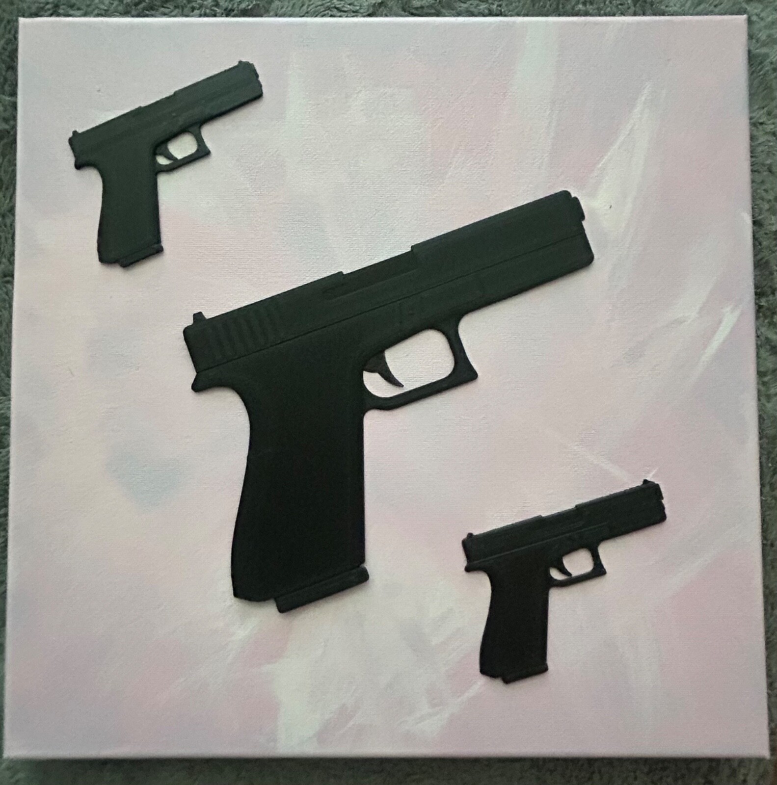 Wall ART Glock with marbled pink background