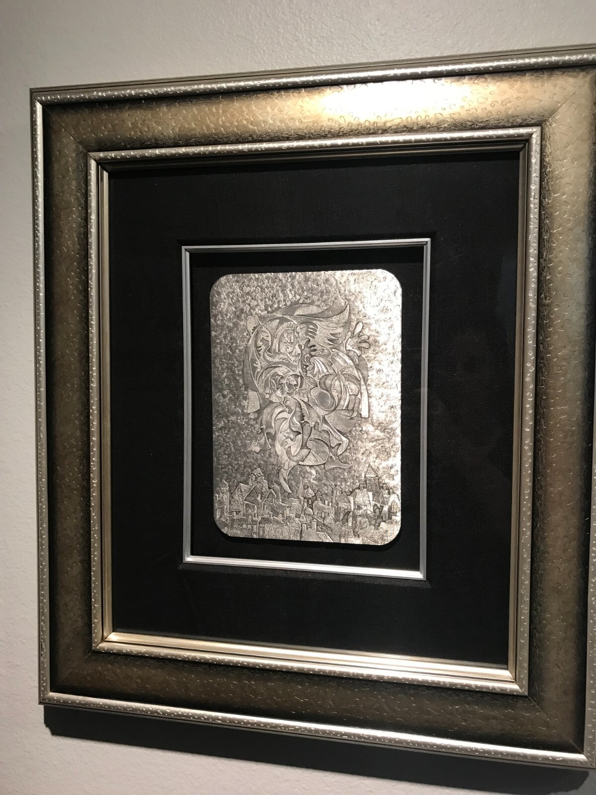 Bluebird by Anatole Krasnyansky Hand-hammered Aluminum, Signed/Matted/Framed