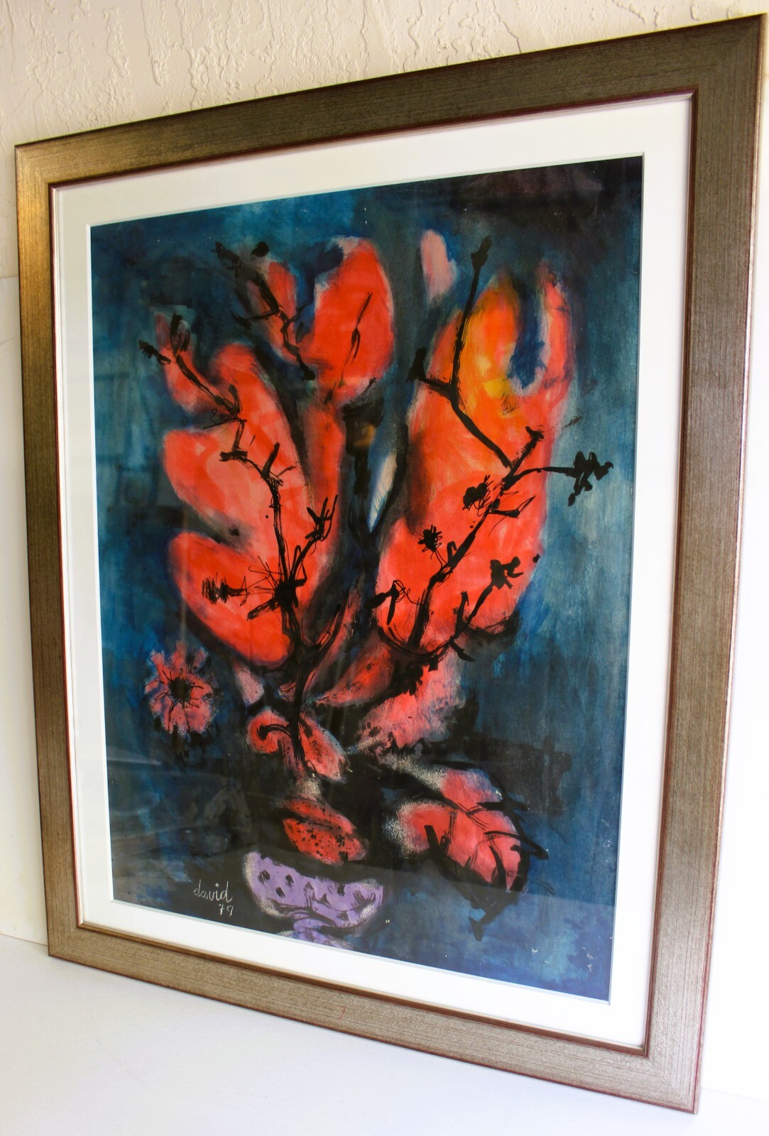 JUAN DAVID POSADA 1911-1981 MIXED MEDIA PAINTING 1979 SIGNED CUBAN LISTED ARTIST