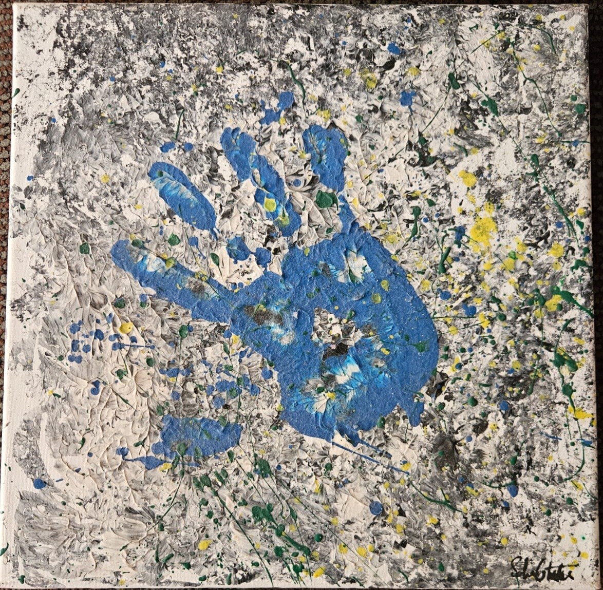 Painting ,signed Salah Taher Egyptian 1911-2007, Abstract Mixed Media 30 30cm