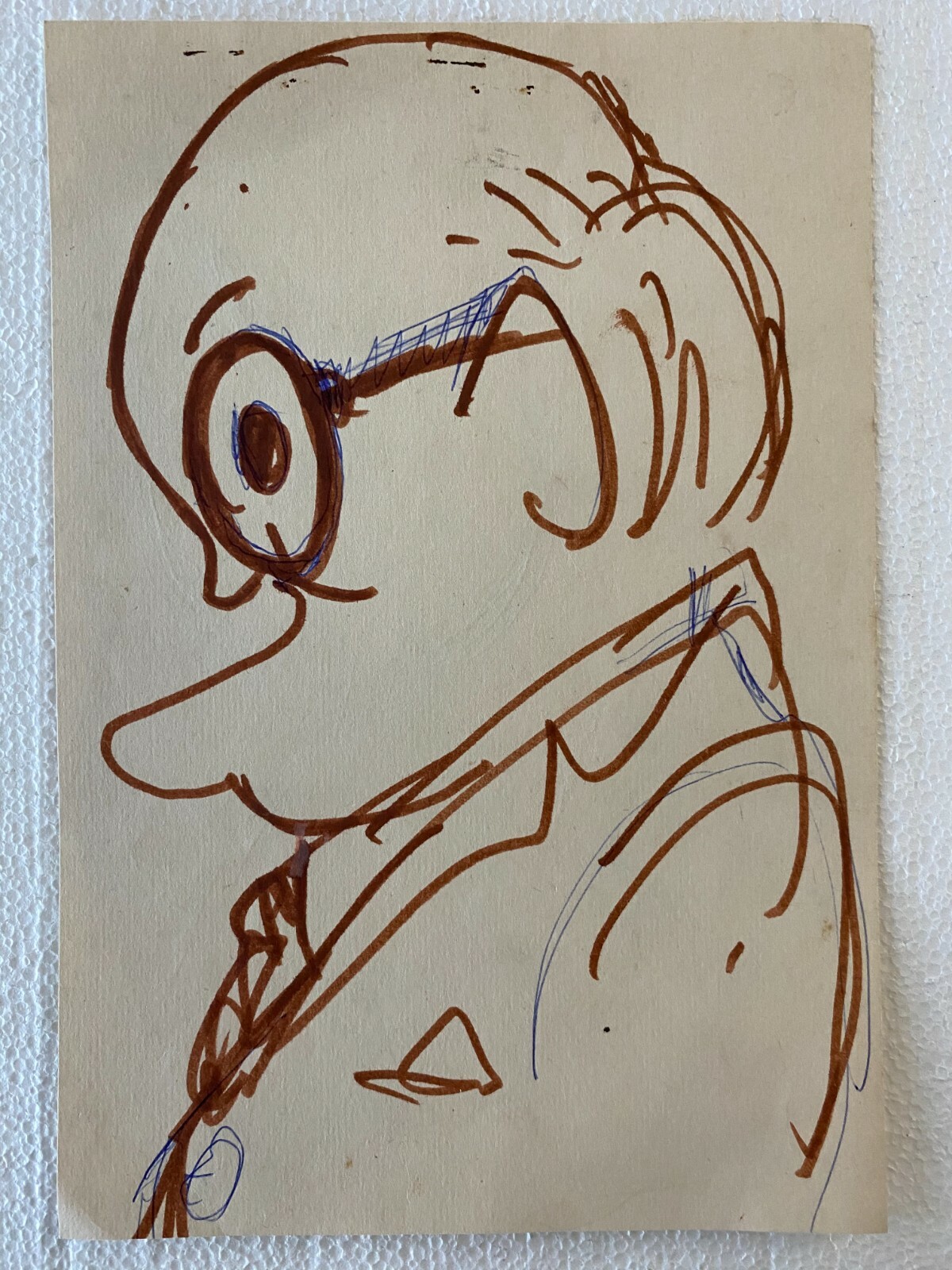 Juan David. Sketch. Alejo Carpentier, ca 1970. Marker on paper. Original art.
