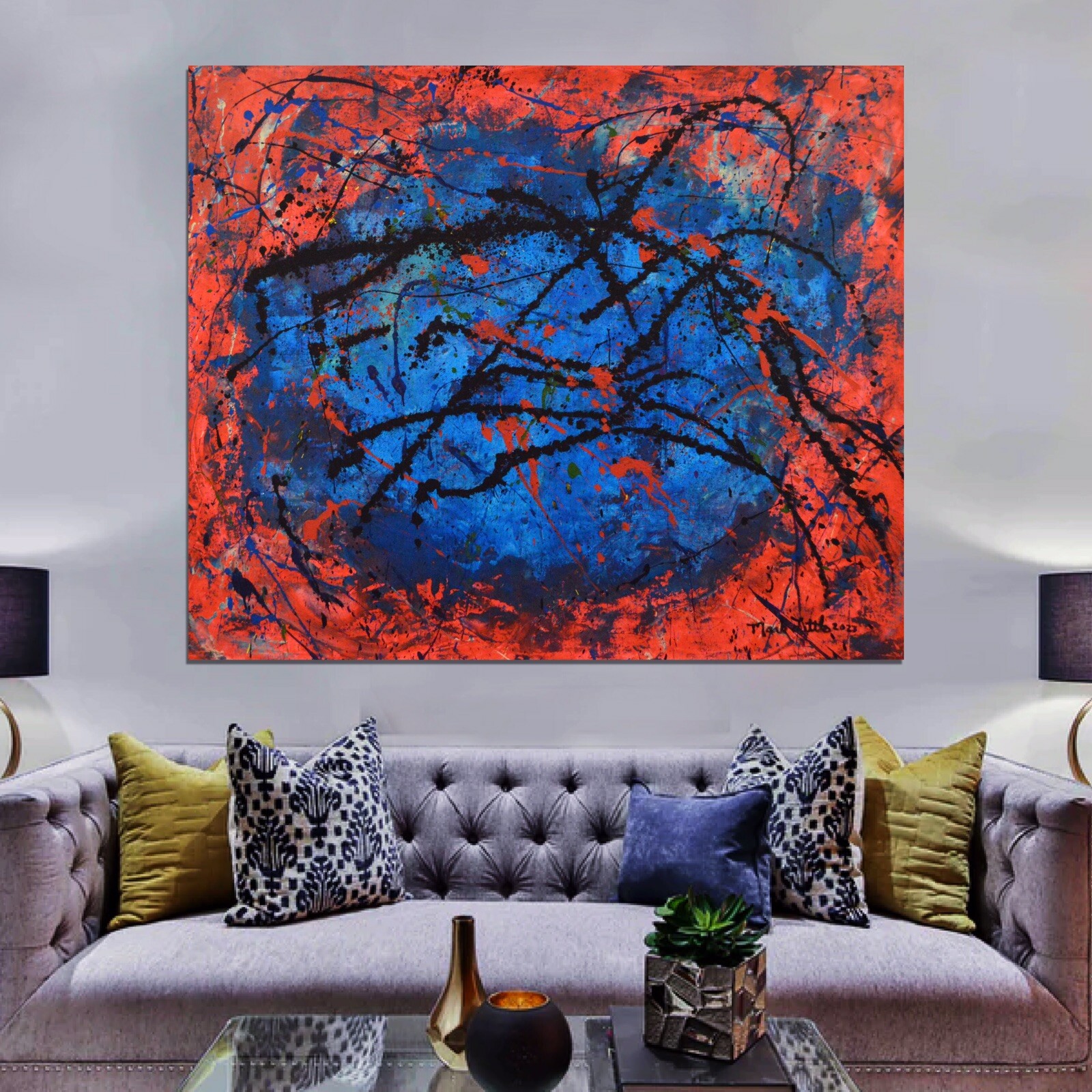 Jackson Pollack style ￼painting￼ 72” X 60”Acrylic, Abstract,POP,XL,Modern,Landsc