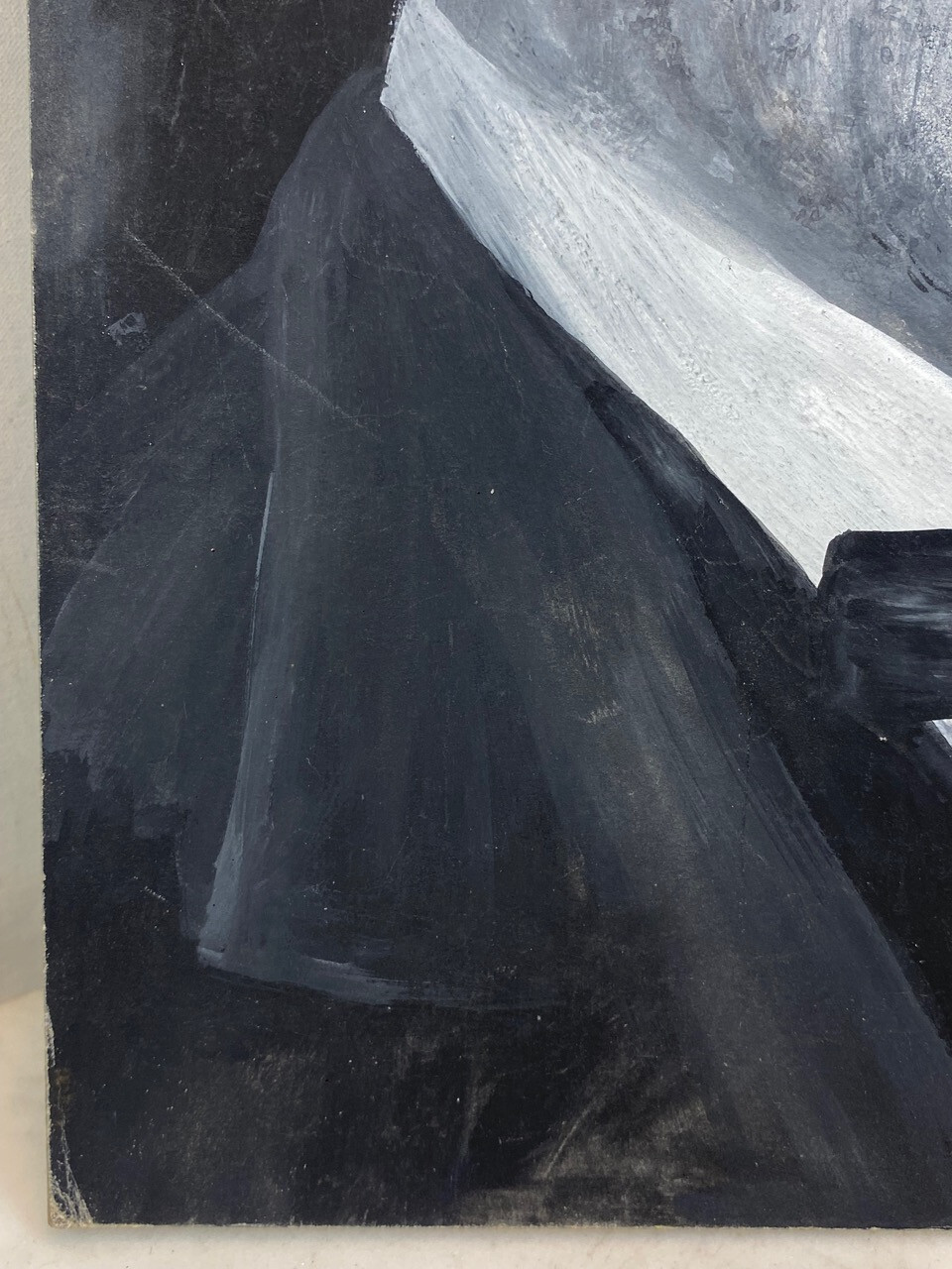 Vintage HOPPER Signed Painting. Phantom of the Opera Illustration B&W Portrait