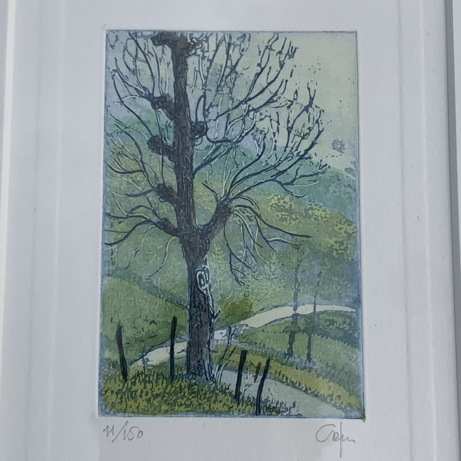 Giorgio Ferrari Hand Colored Etching Tuscan Landscape Numbered, Framed, & Signed