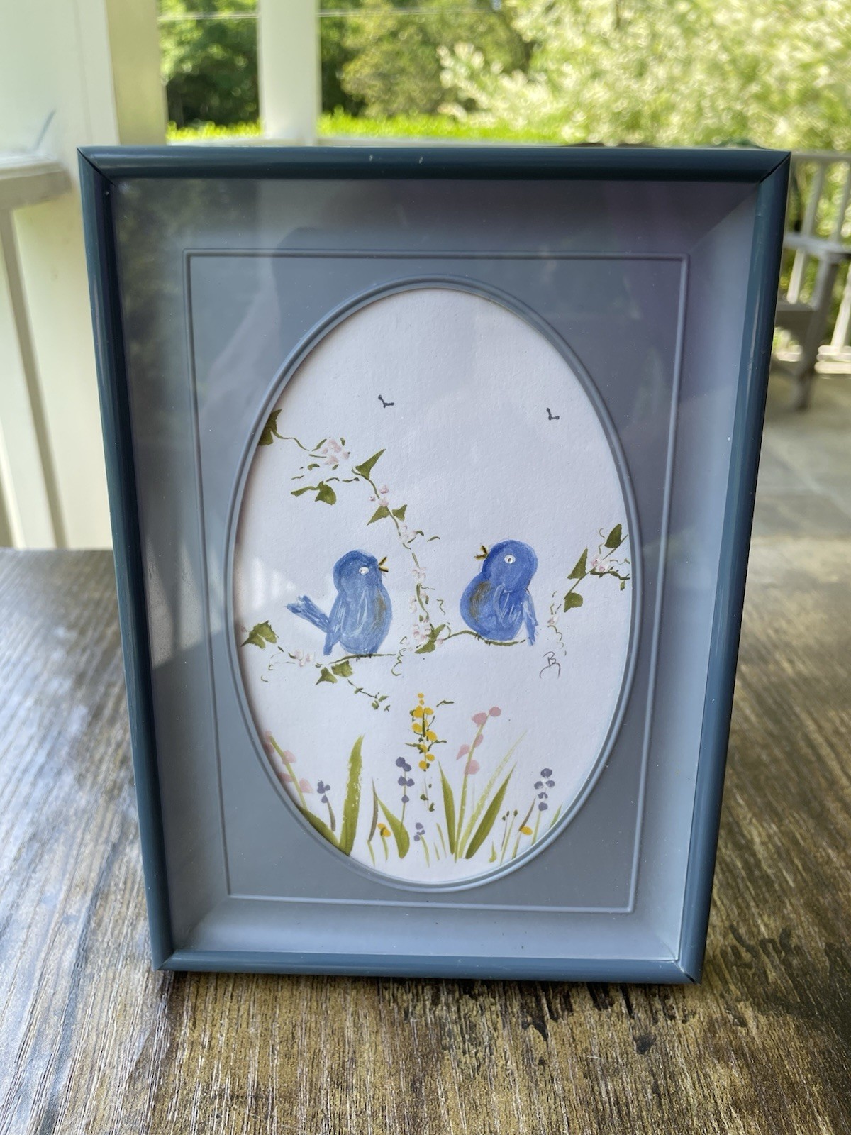 Vintage Watercolor? Blue Bird Framed Picture 5×7”