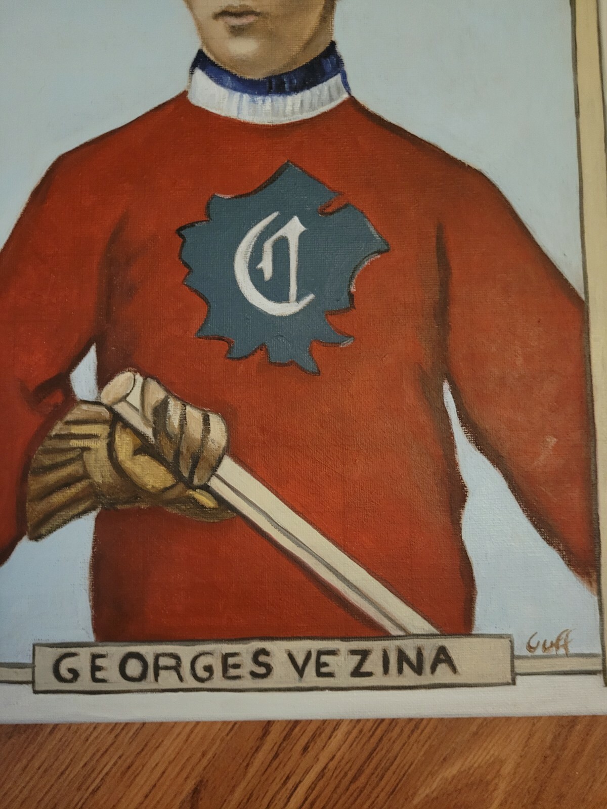 1911-12 C55 GEORGES VEZINA ROOKIE CARD ORIGINAL PAINTING NHA HOCKEY GOALIE NHL