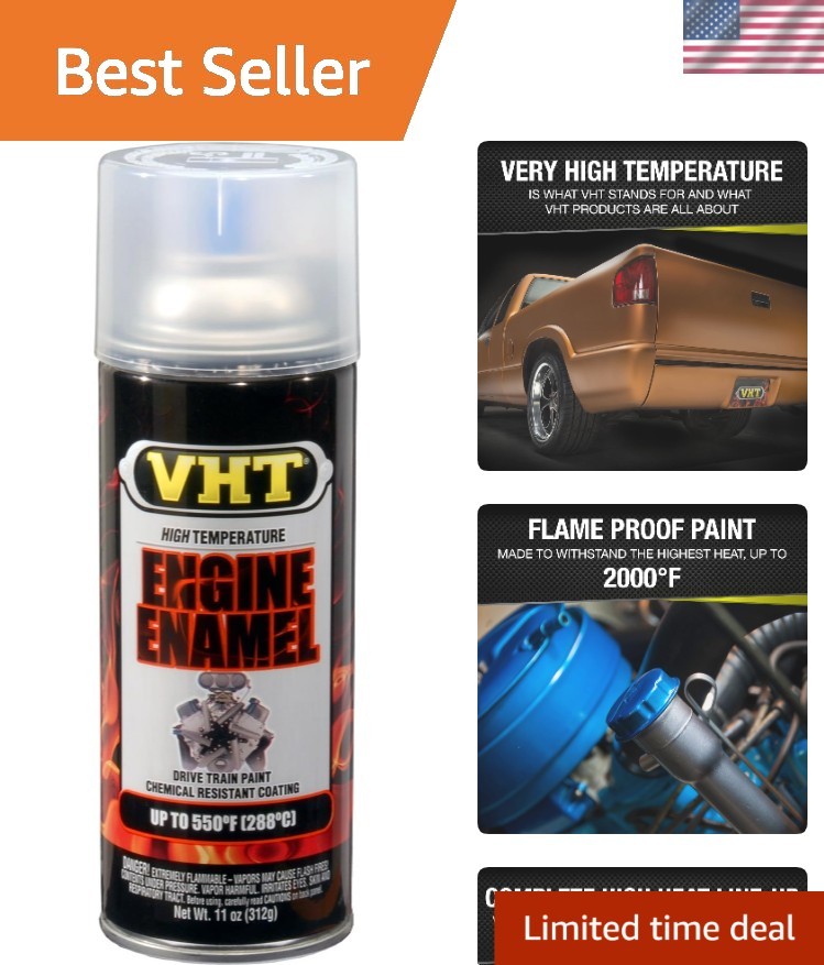 Versatile High Heat Engine Enamel Spray – Gloss Clear 11 oz. Can for All Engines