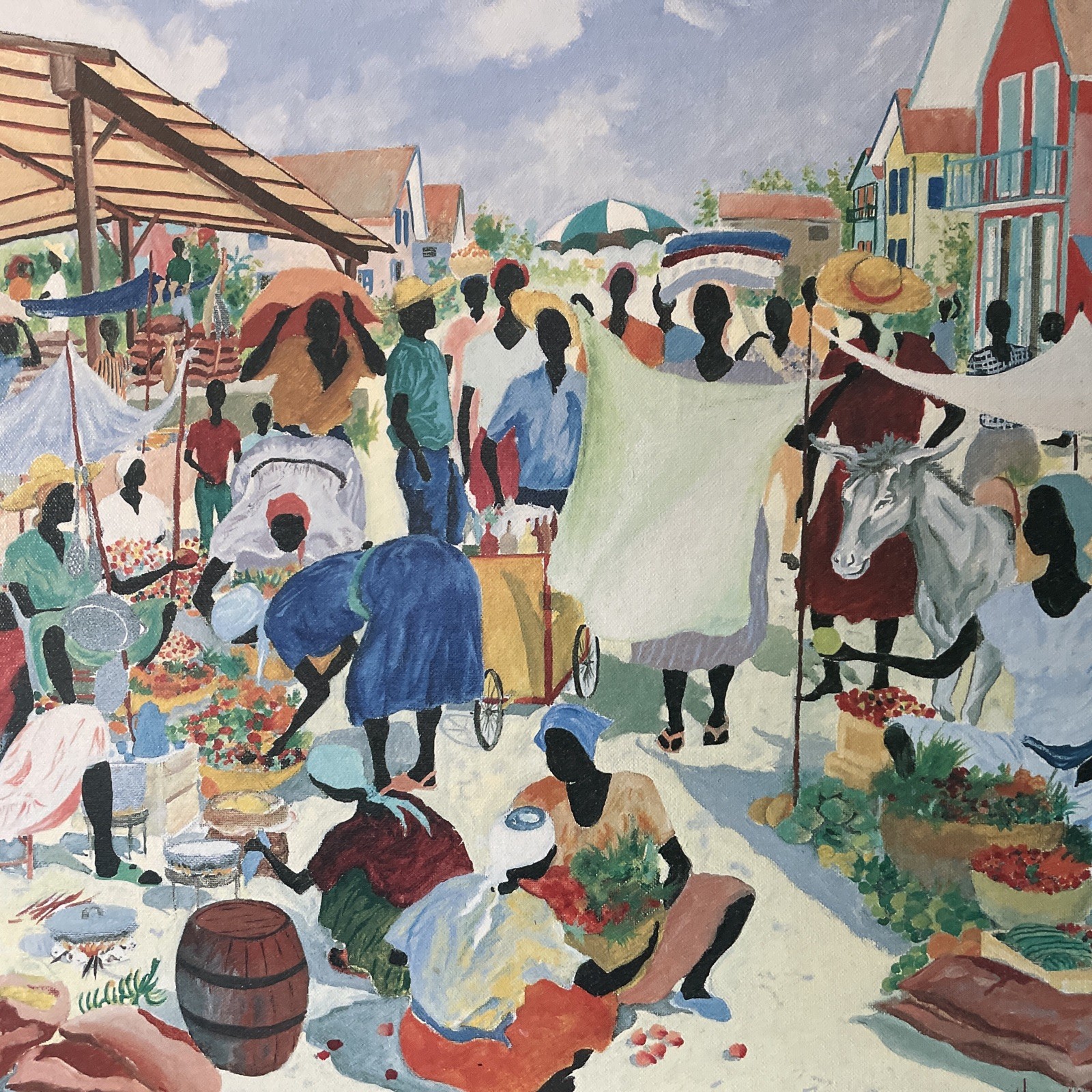 Harold Rigaud Certified Genuine LITHO ON CANVAS «MARKET PLACE»27X23”