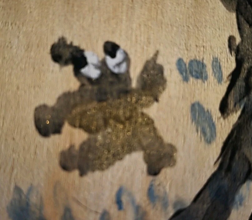 Original Water Color «WEEZY AT PLAY» 13″ ROund On Wood SIGNED