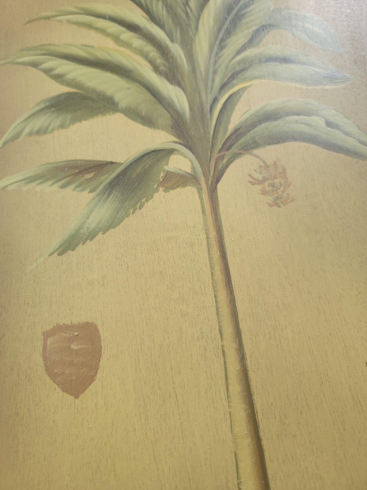 2 Vintage Bamboo Tikki Frames Palm Banana Tree Tropical Paintings 20″×27.5×1.5″