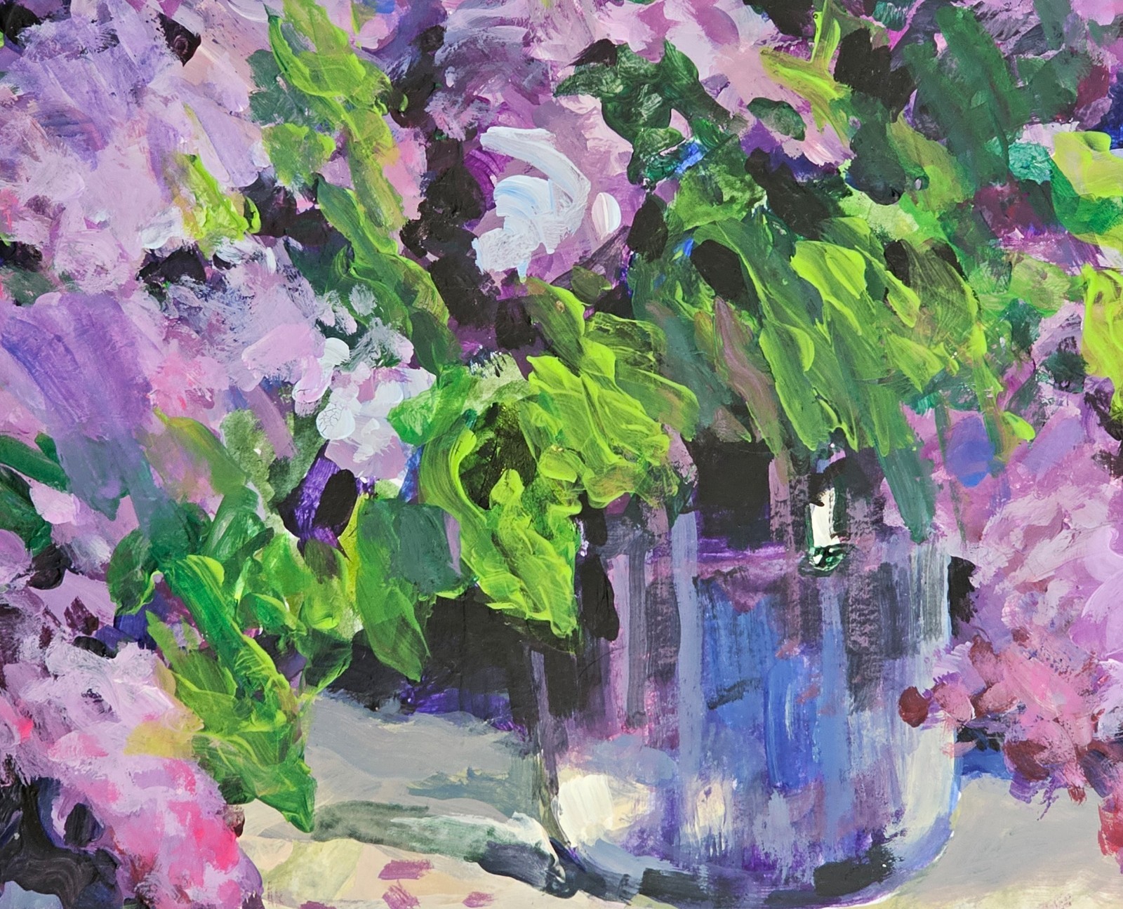 Oil painting Lilac Bouquet Ukrainian painter canvas Unframed original still life