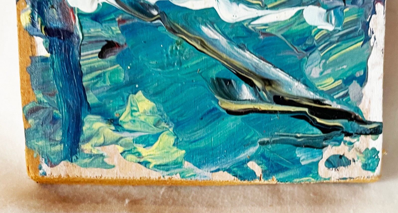 VTG Nautical Impressionism Lighthouse Painting on Board 12×3″