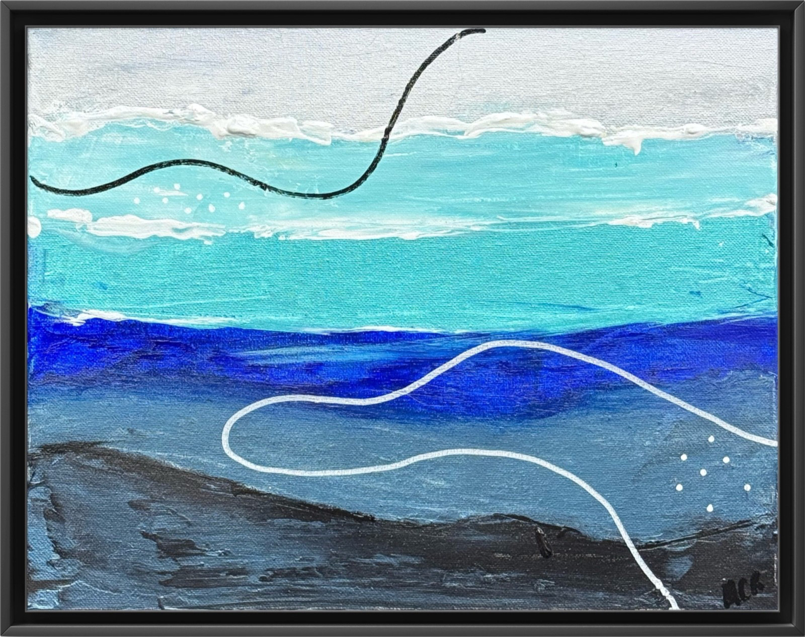 Oceans Below Deep Waters 11×14 Abstract Beach Mixed Media Art Signed by MCR