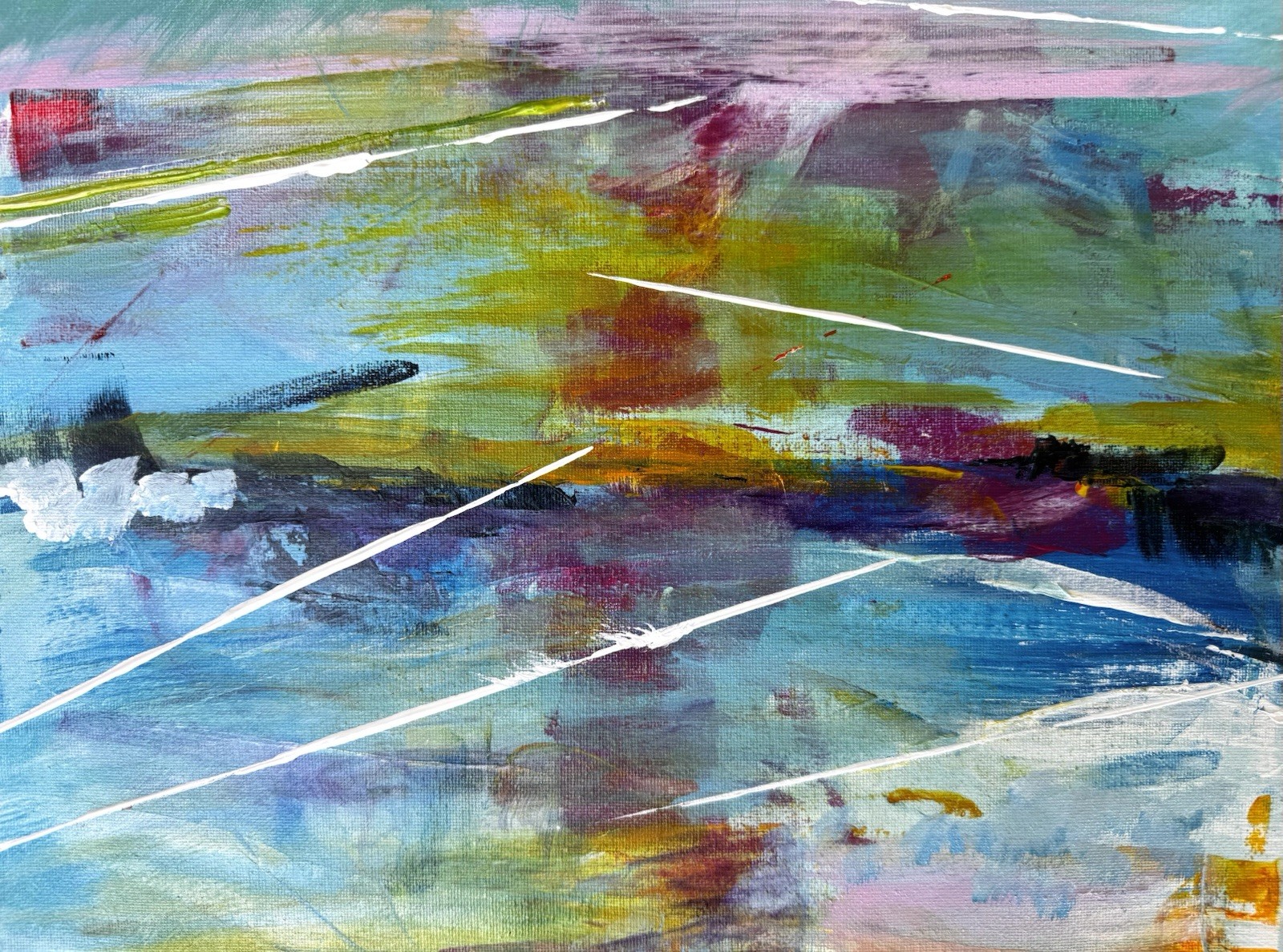 SAMATOWIC Original Abstract 11×14 Sunset Hand Painted Signed Wall Art Decor 271