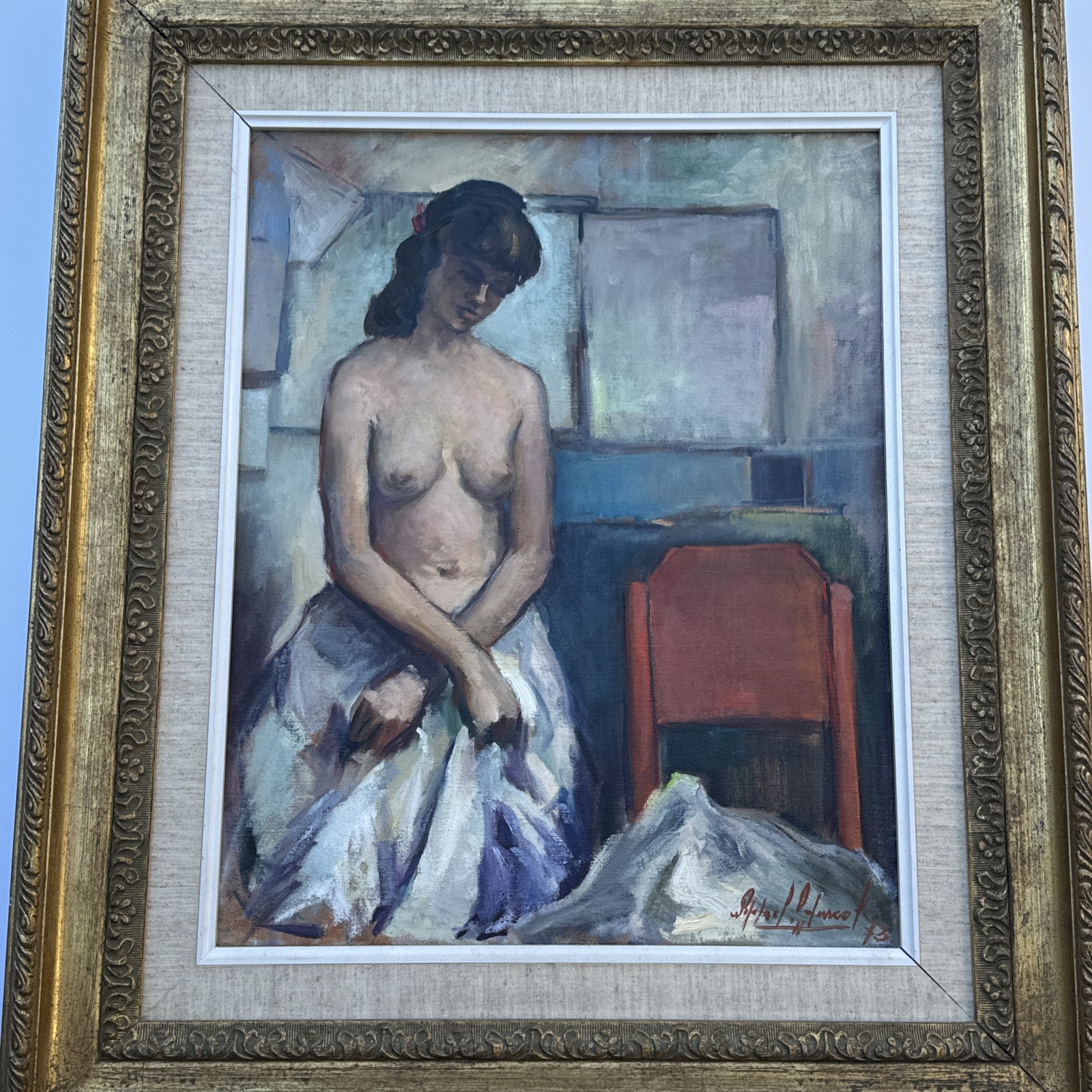 VINTAGE PORTRAIT PAINTING PRETTY WOMAN Women LISTED FAMOUS MID CENTURY MODERNISM