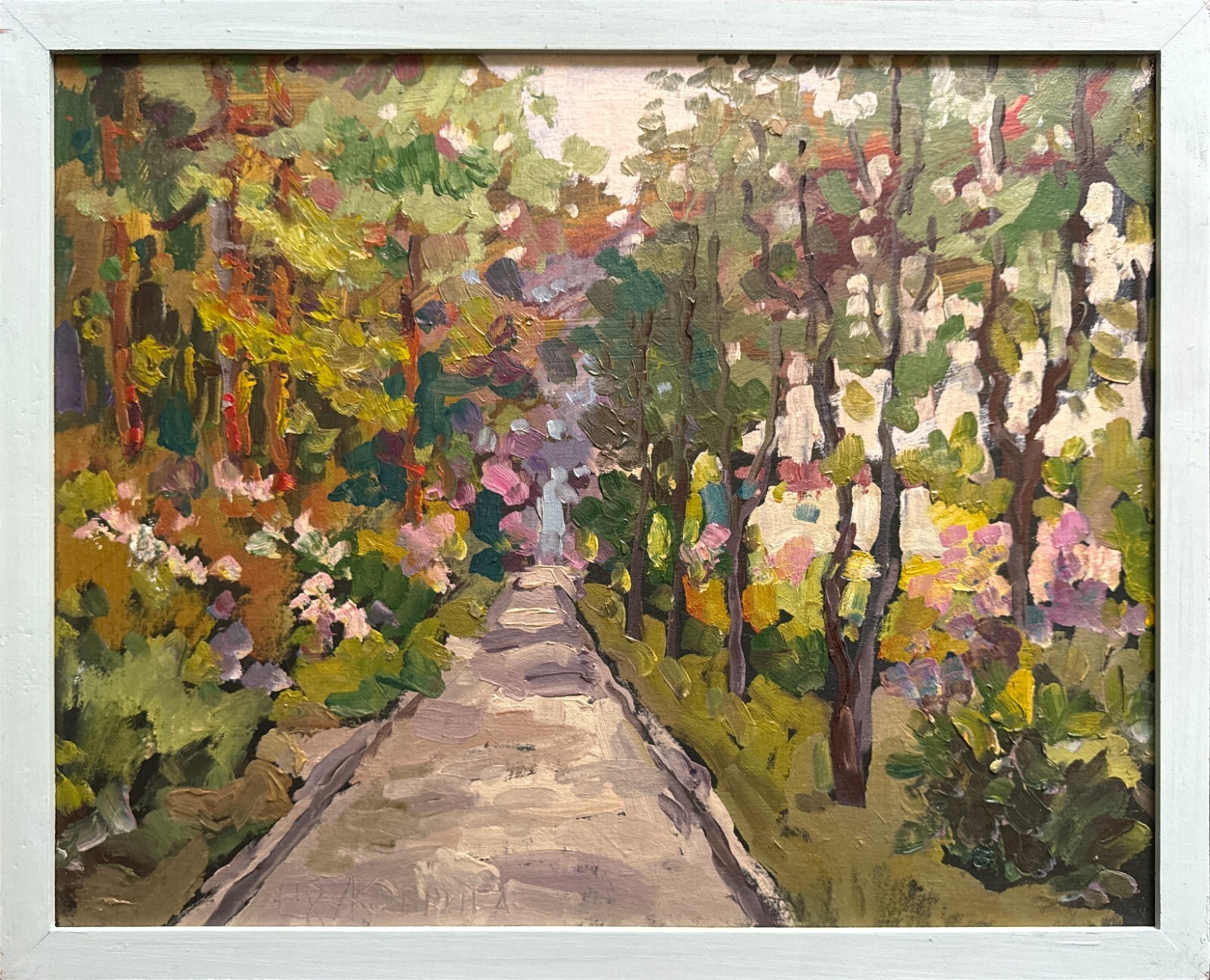 Oil painting Lviv Botanical Garden Ukrainian painter Canvas Framed original art