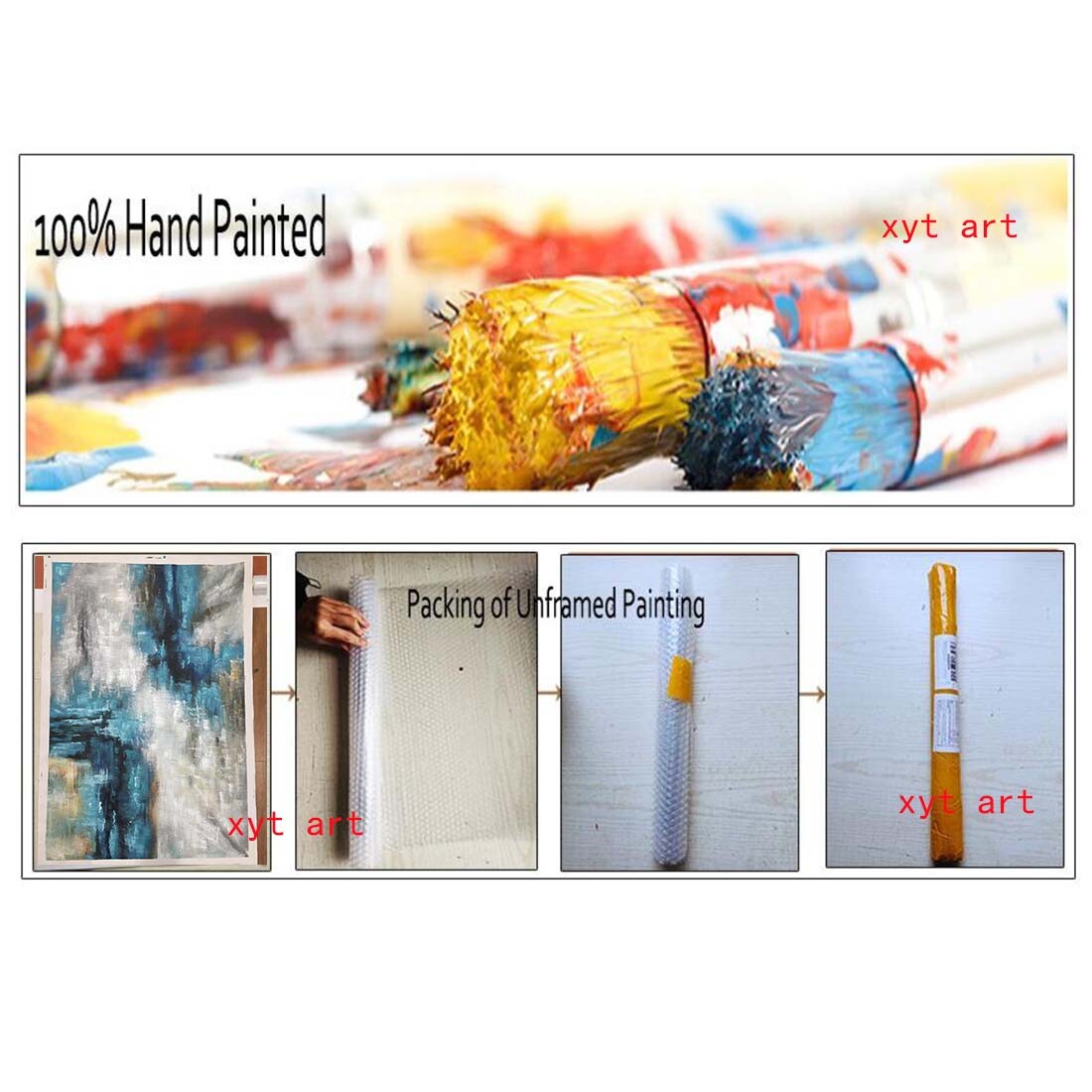Hand-Painted Oil Painting on canvas Modern Orange Wall Art Abstract streetscape