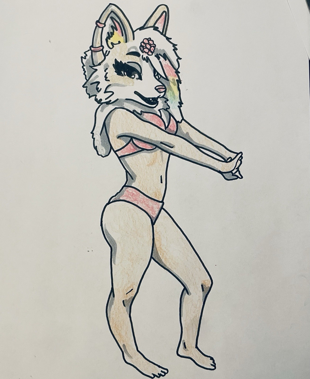 Original Fine Art Marker Drawing Furry Fandom 8.5×11