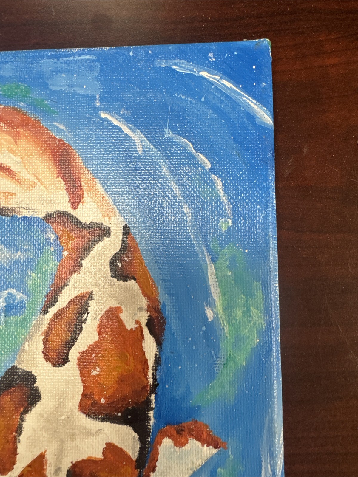 Koi Fish Hand Painted Signed (HK) !!Small Cut On The Painting!! 8×10