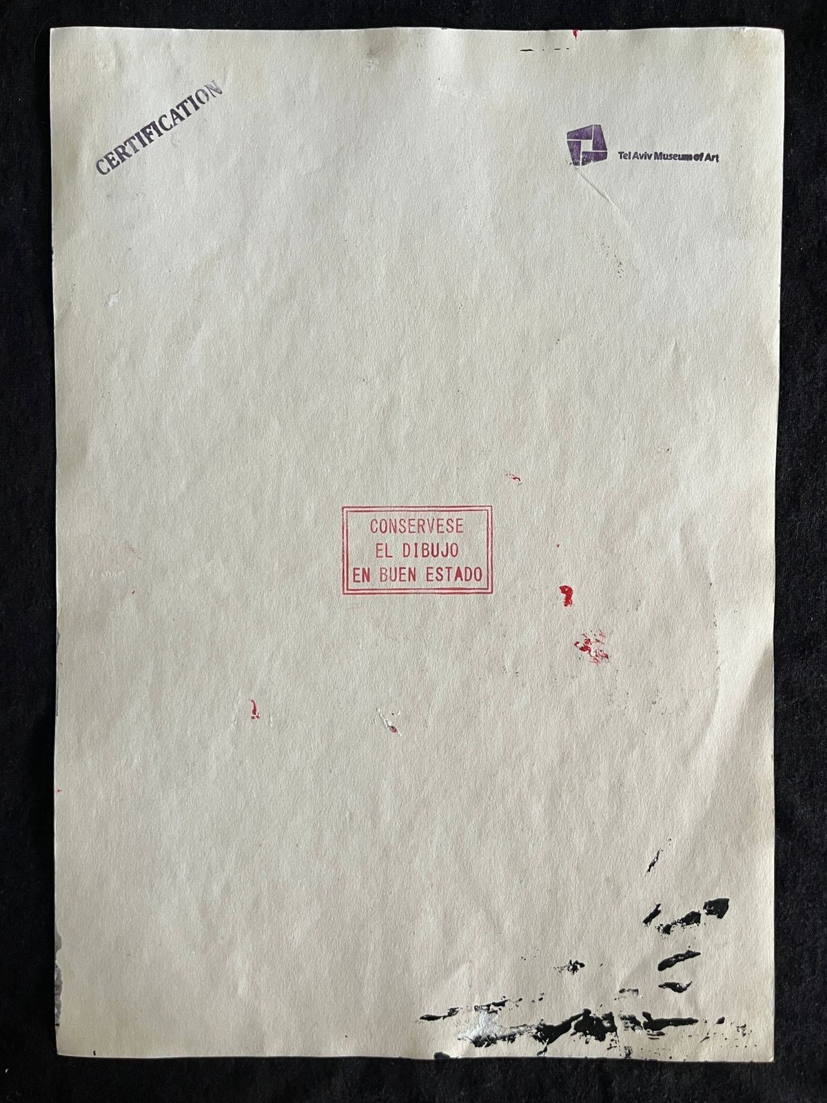 ABOUDIA drawing and painting on old paper signed stamped vintage