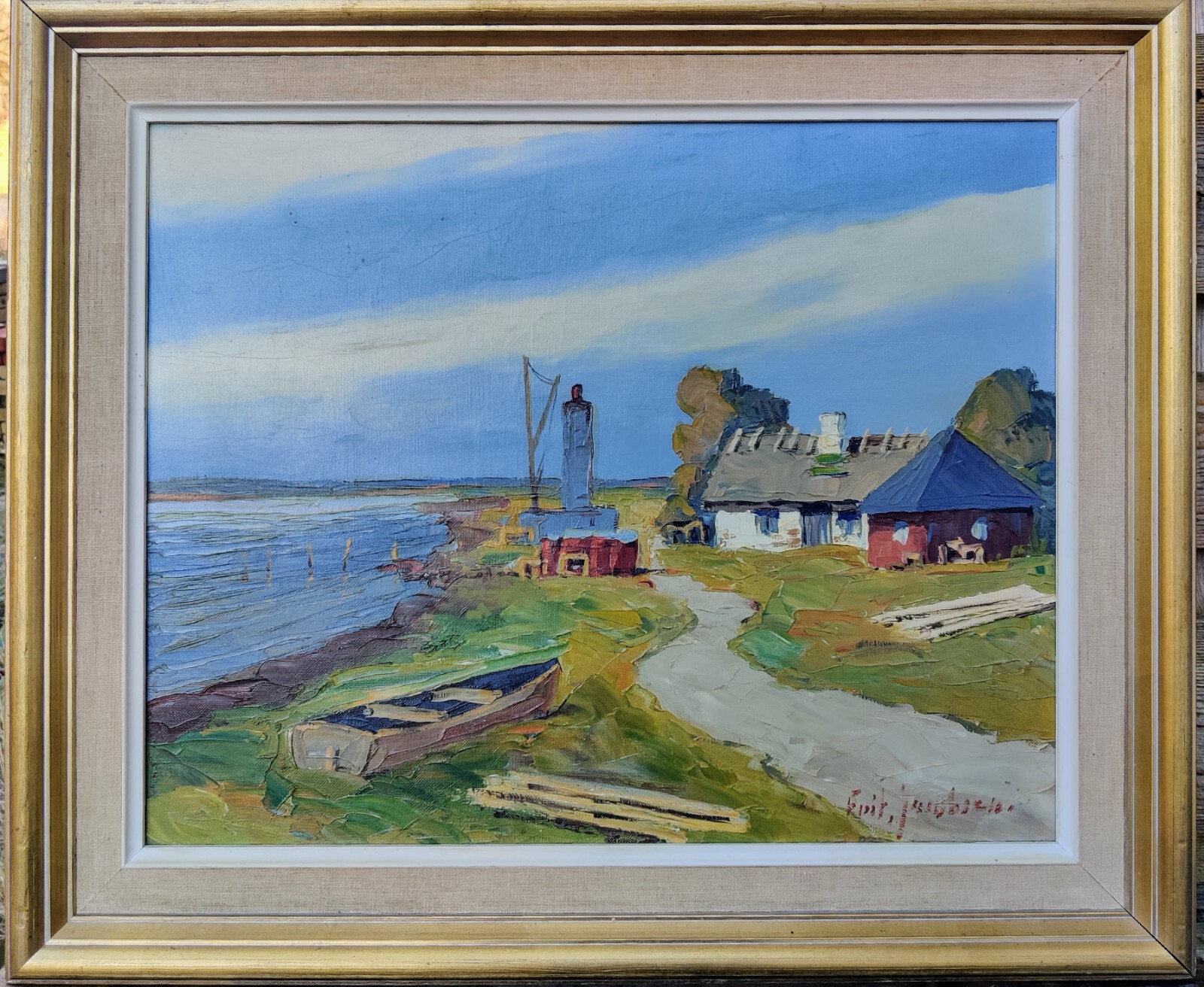 Fritz Jacobsen (1914-1979): HOUSES ON THE COAST, original oil painting
