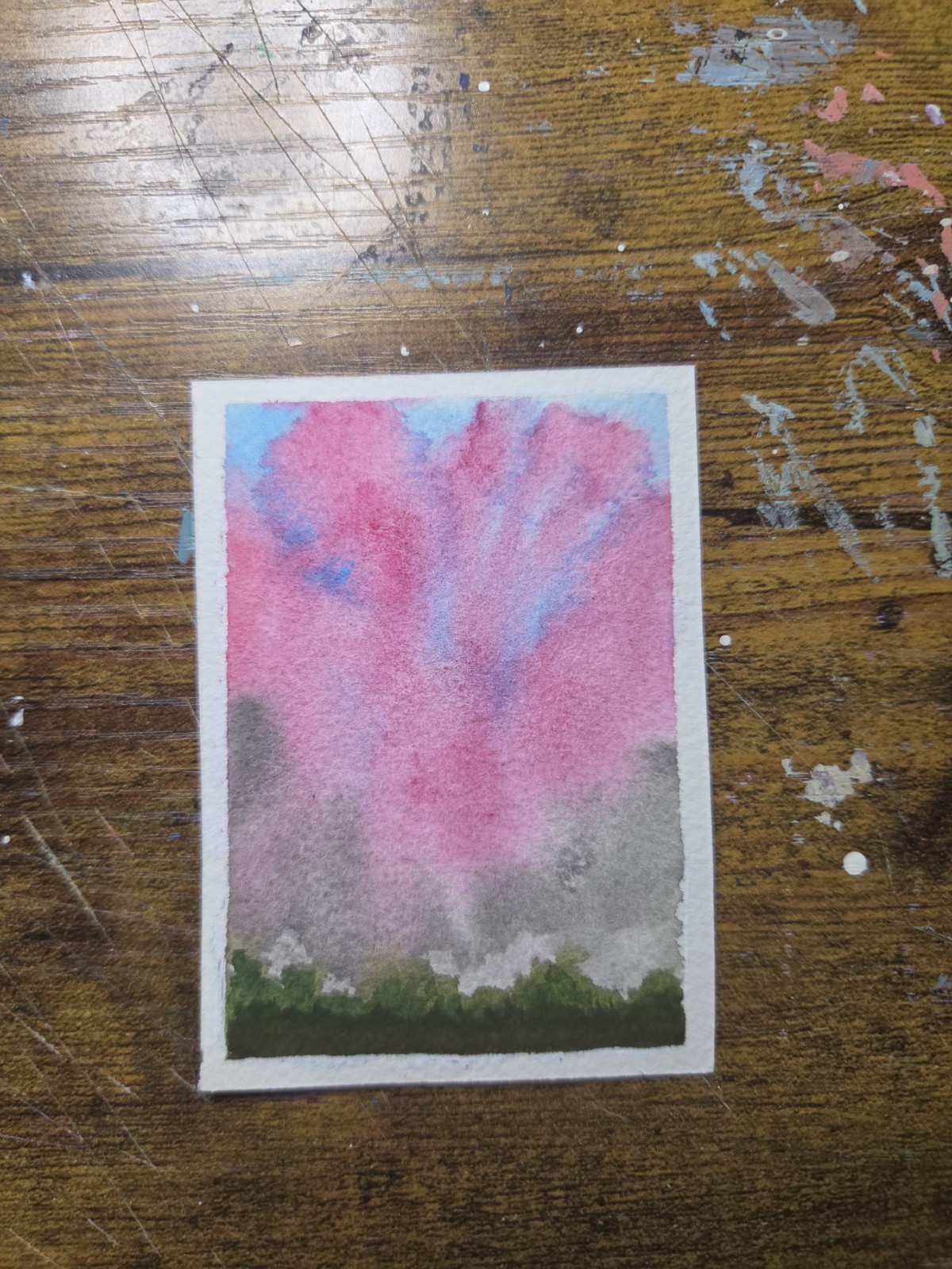 ACEO Original painting Summer Storm (2.5×3.5 inches) Watercolor