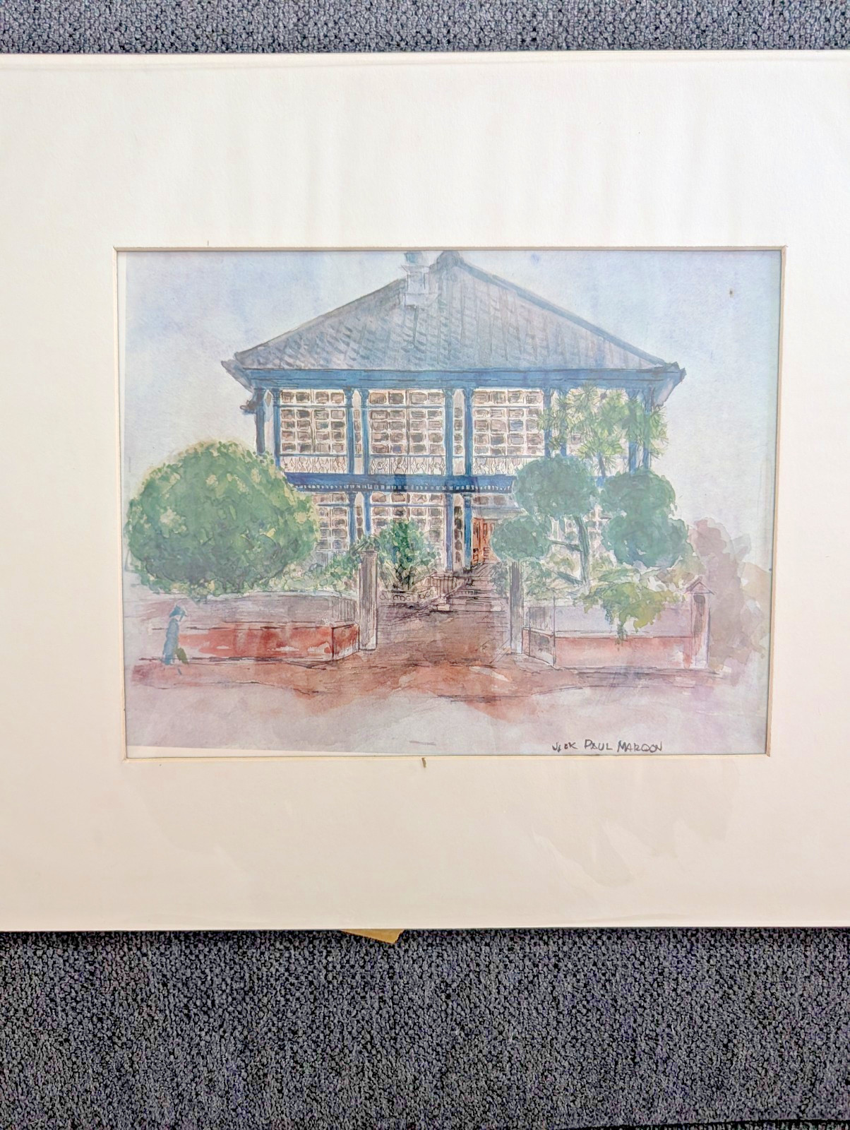 Original Watercolor Japanese «Totenkaku Restaurant» JACK PAUL MAROON (1919-2008)