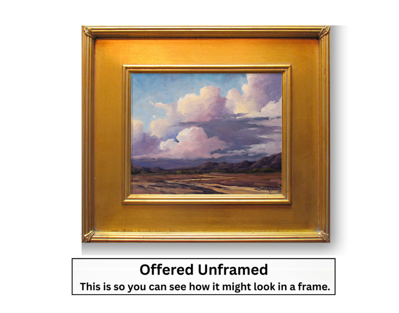 Jeff Love Art Original Oil Painting Landscape Southwestern Purple Sunset Clouds