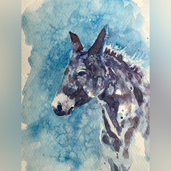 Colt Original Painting Spotted Mule Horse Equine Art Animal equestrian By Artist