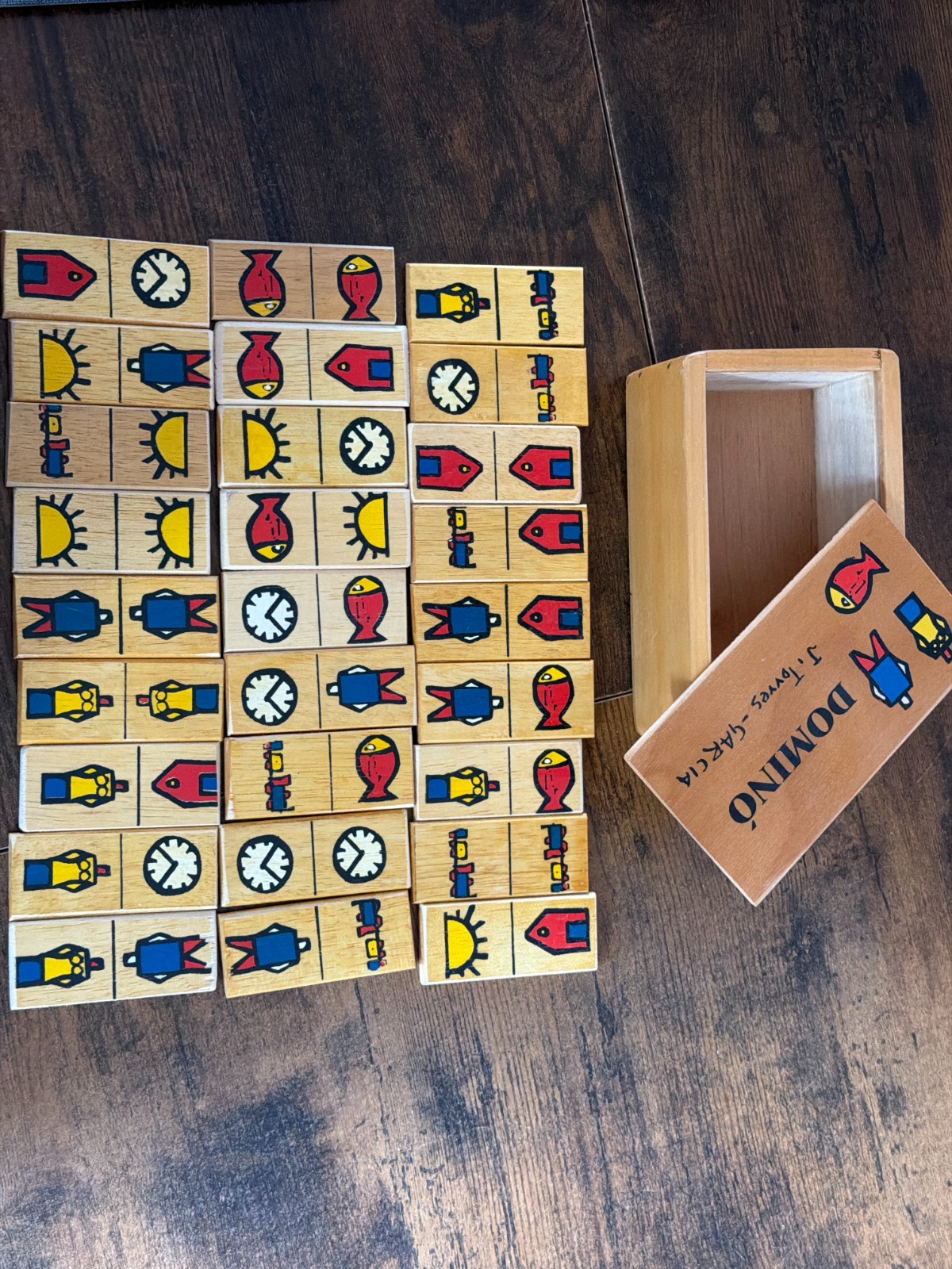 VTG MCM Limited Edition J. Torres-Garcia Wooden Domoino Set Art Work ~ Ex Cond.