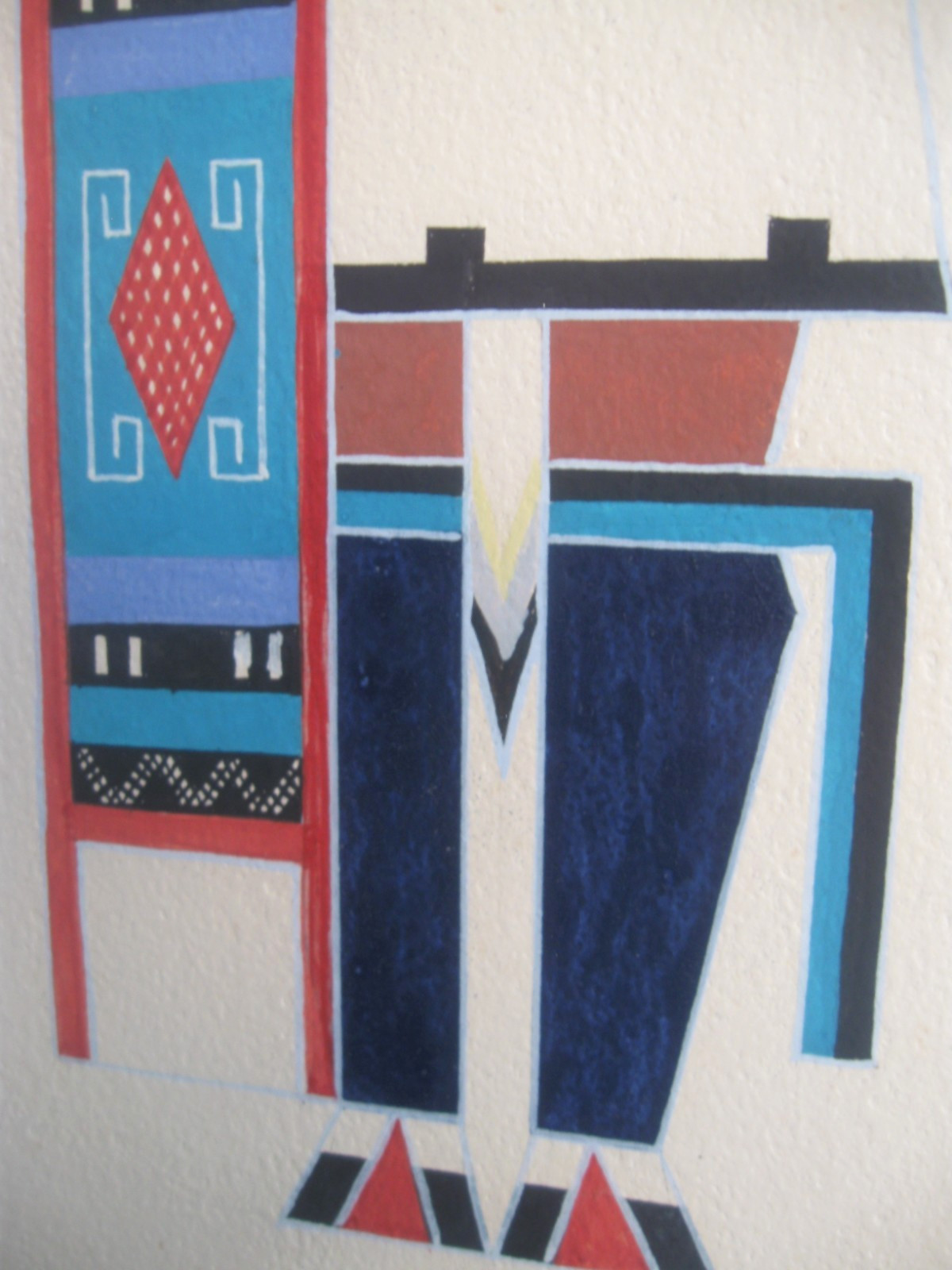 Native American Cochiti Manuel Chavez «OW U TE WA» Flute Dancer painting 1964