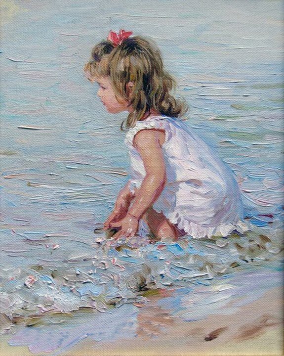 Hand Painted Oil Painting Konstantin Razumov Girl Modern Abstract Wall *116