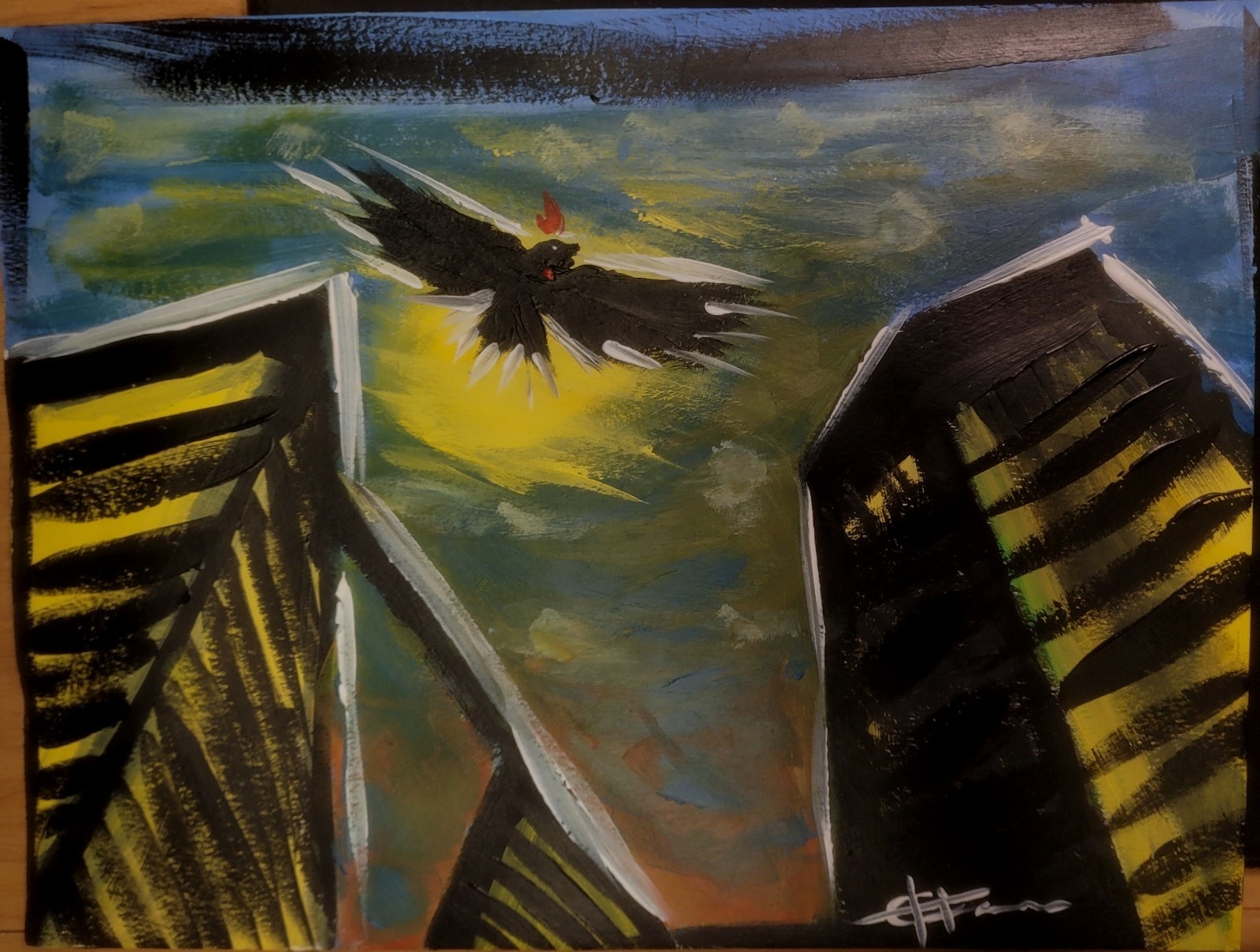 Original Painting Signed Eli D Camacho Acrylic Art Ooak The Kingdom Watchman 4