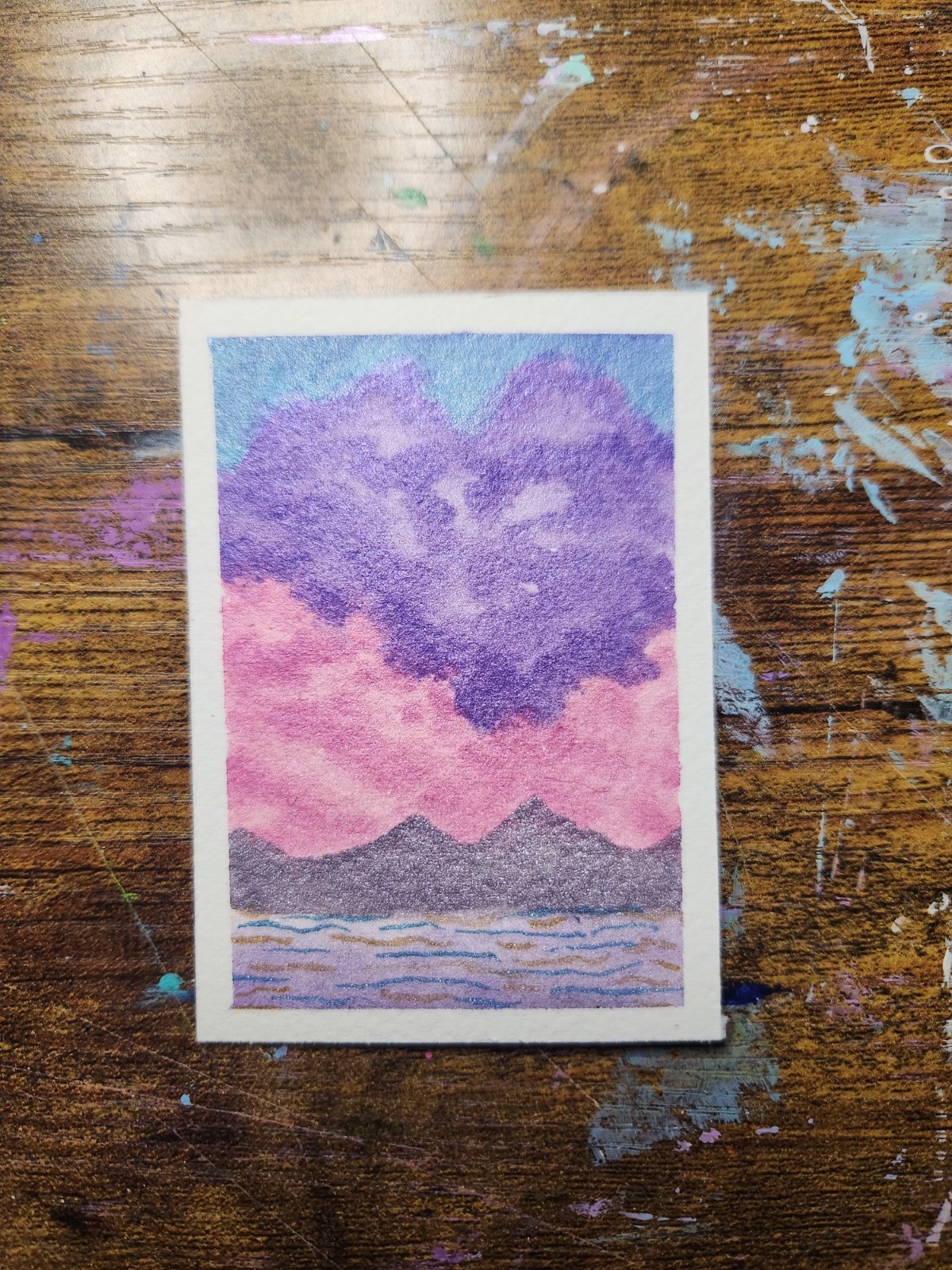 ACEO Art Card Original Watercolor Shimmery 2.5″ x 3.5″ El_duderino_art