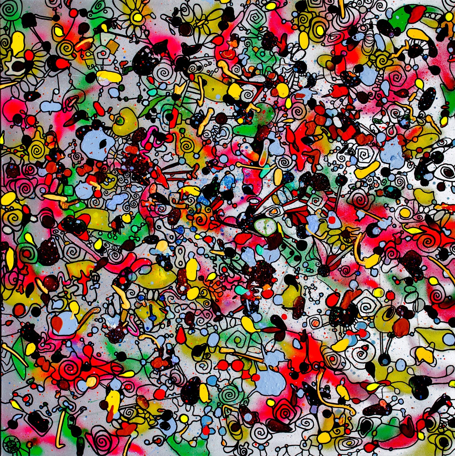Large 39×39 in Original Hand painted 3D Stretched Canvas Abstract UV Active