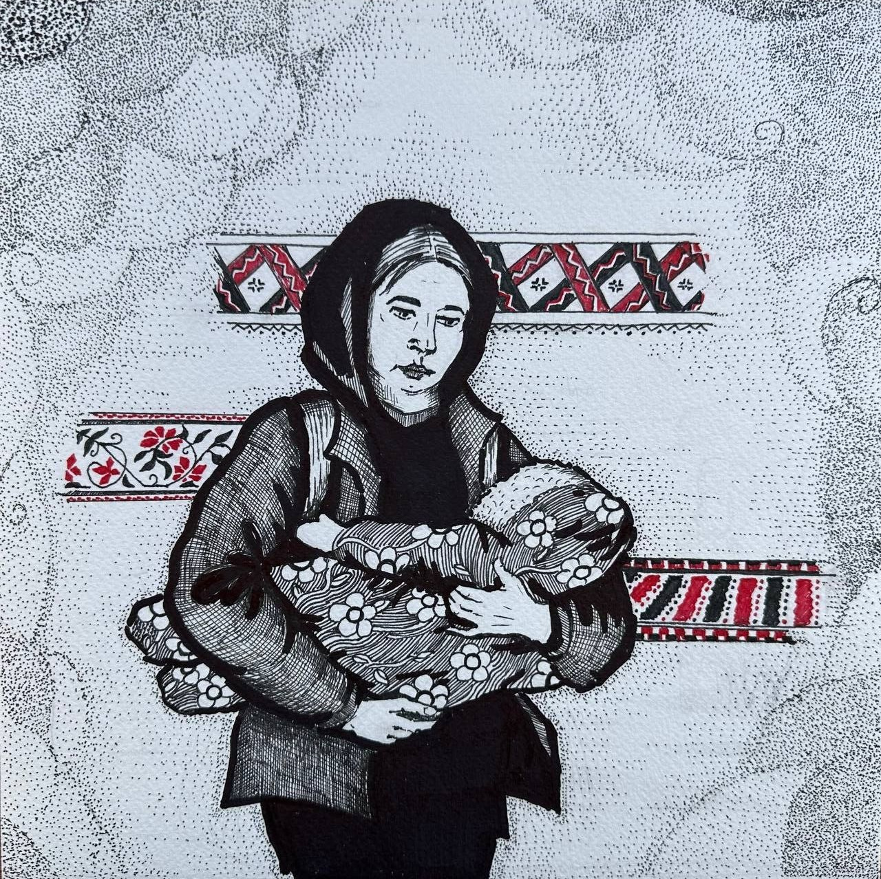 Picture, artist Katerina Kostyuk Shostosta, «my flower», war in Ukraine. Drawing