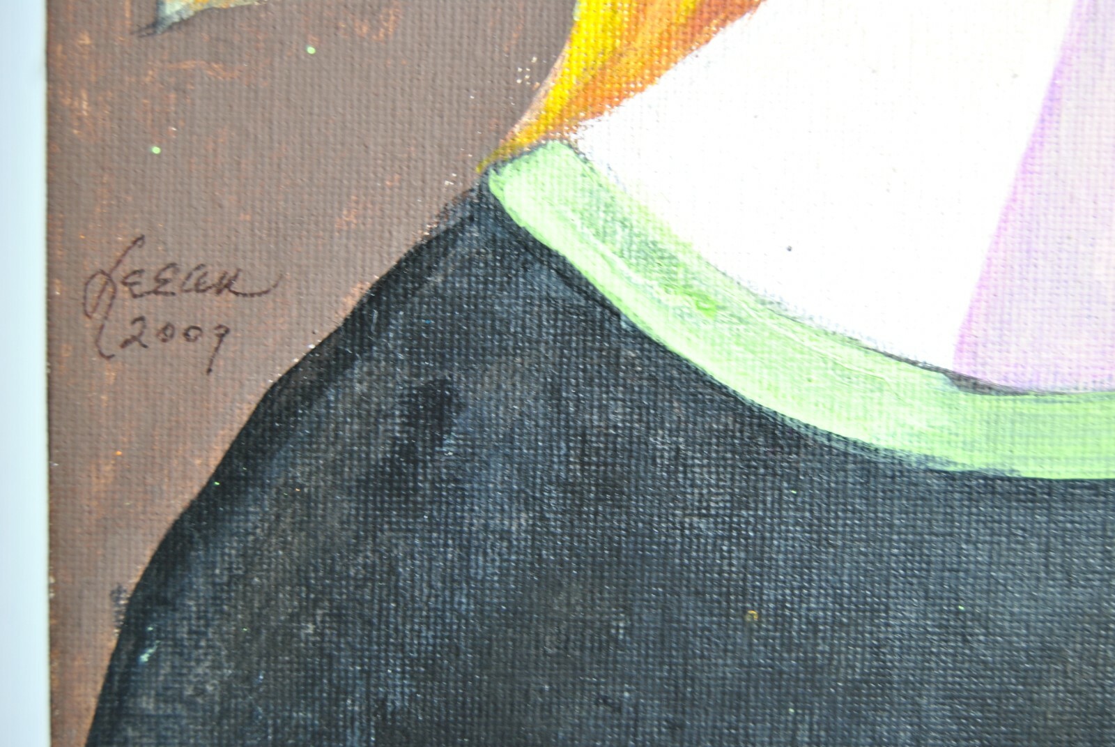 TWEETING THOUGHTS Picasso Cubism Acrylic by Artist Leean Swanson 13 x 17 in»