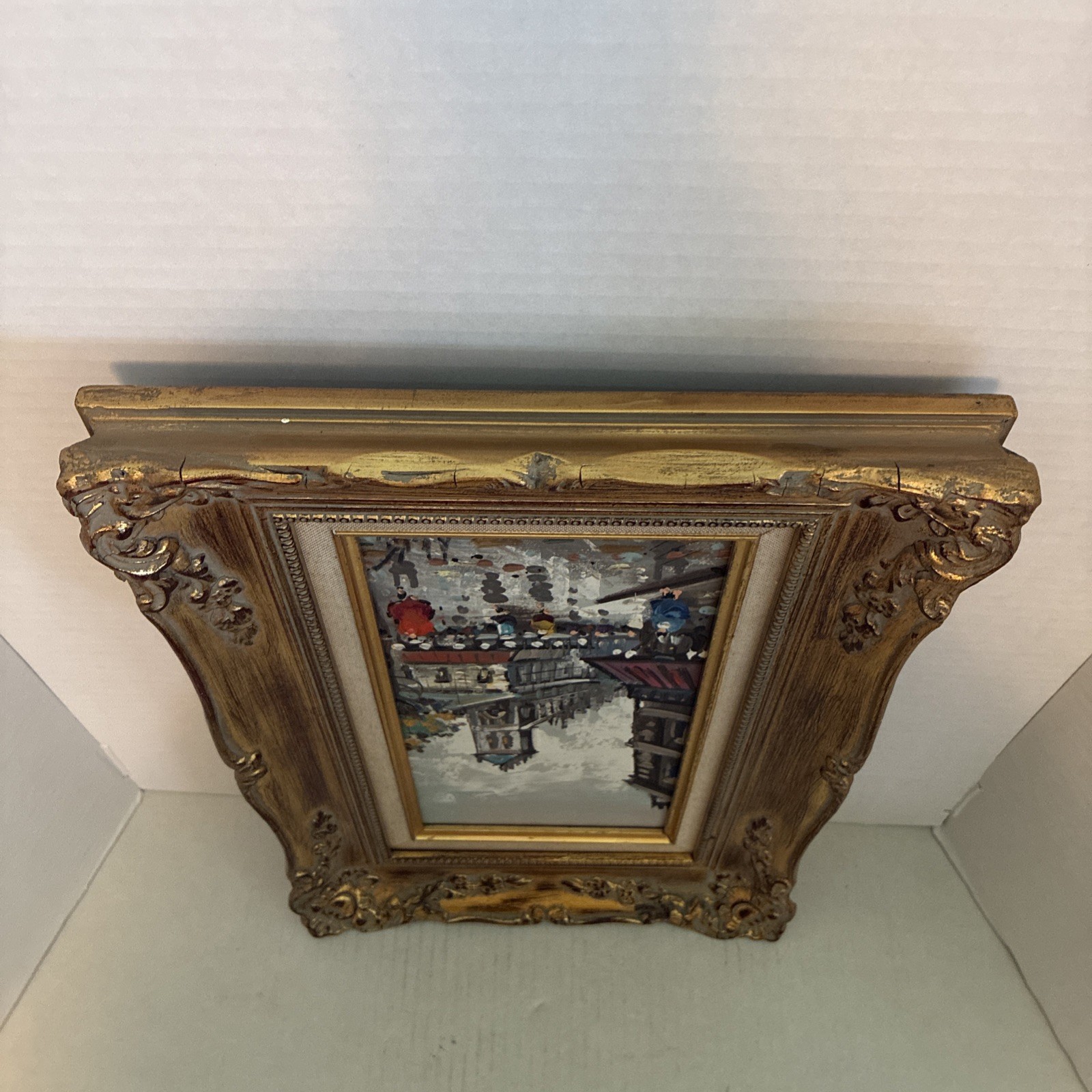 VTG Antonio DeVity Signed Oil on Canvas Painting. City Scene 17×12 Framed