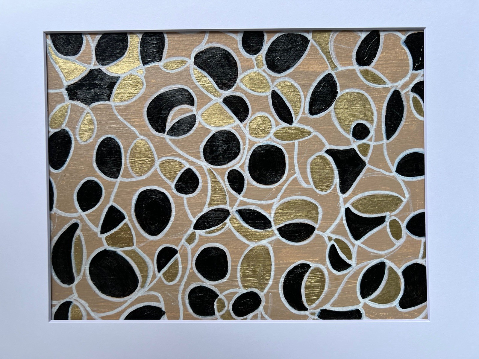 Painting Original Abstract Art Matted 11×14 Modern Acrylic Black Gold Jimarieart