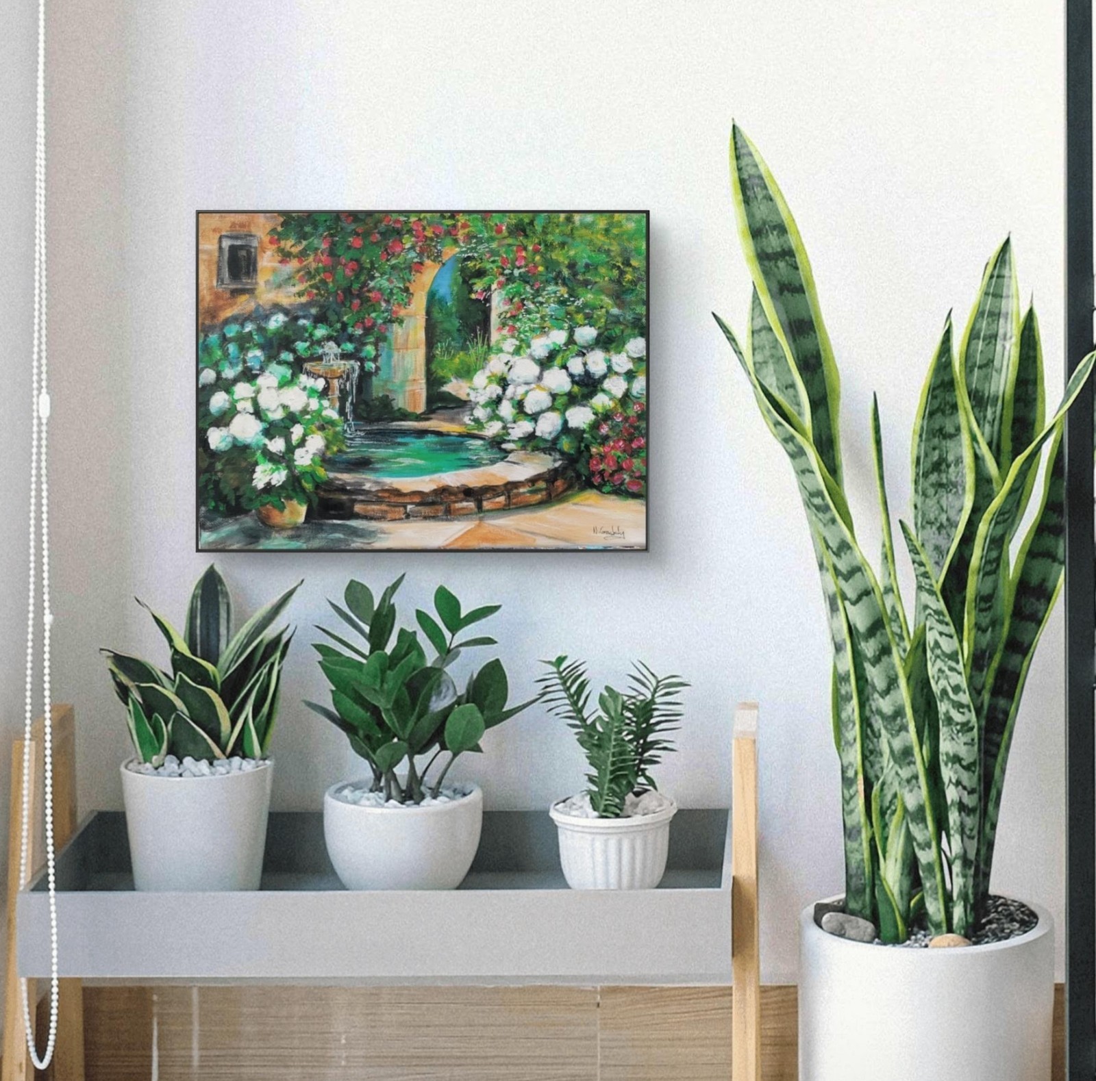 Original Expressionism 9 x 12 Garden Roses Acrylic On Canvas Wall Painting