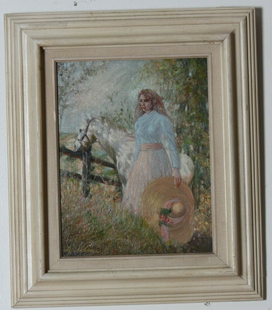 «Before the Ride» By Anthony Sidoni 1995 Signed Oil on Canvas 20 1/2″x17 1/2″