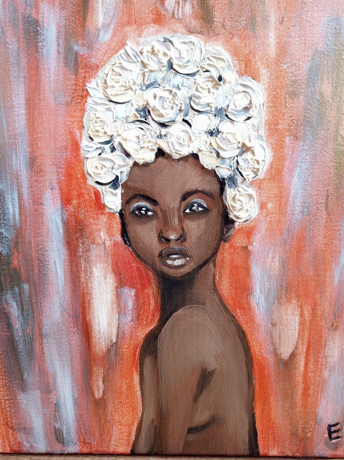 Original Painting Portrait African American Girl Wall Art Negro Black size 12×10