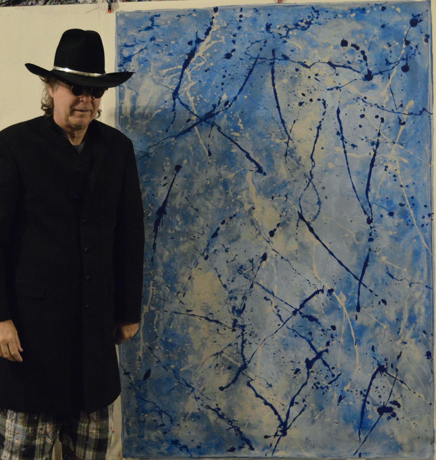64”X44” Pollock/Richter style canvas ￼painting Acrylic,Abstract, Modern,X Large