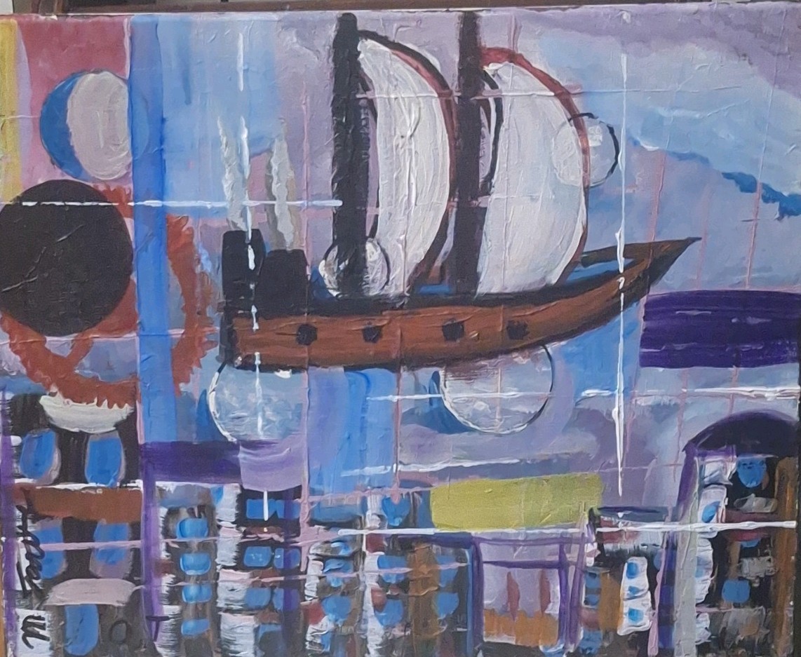 Sky Pirate, Acrylic Painting – 16×20 Hand Painted Artwork on Canvas