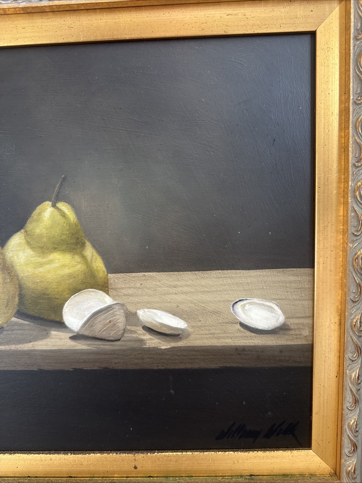 William Wolk Original oil “Pears And Clams” 12×16 Frame 18×22 Signed
