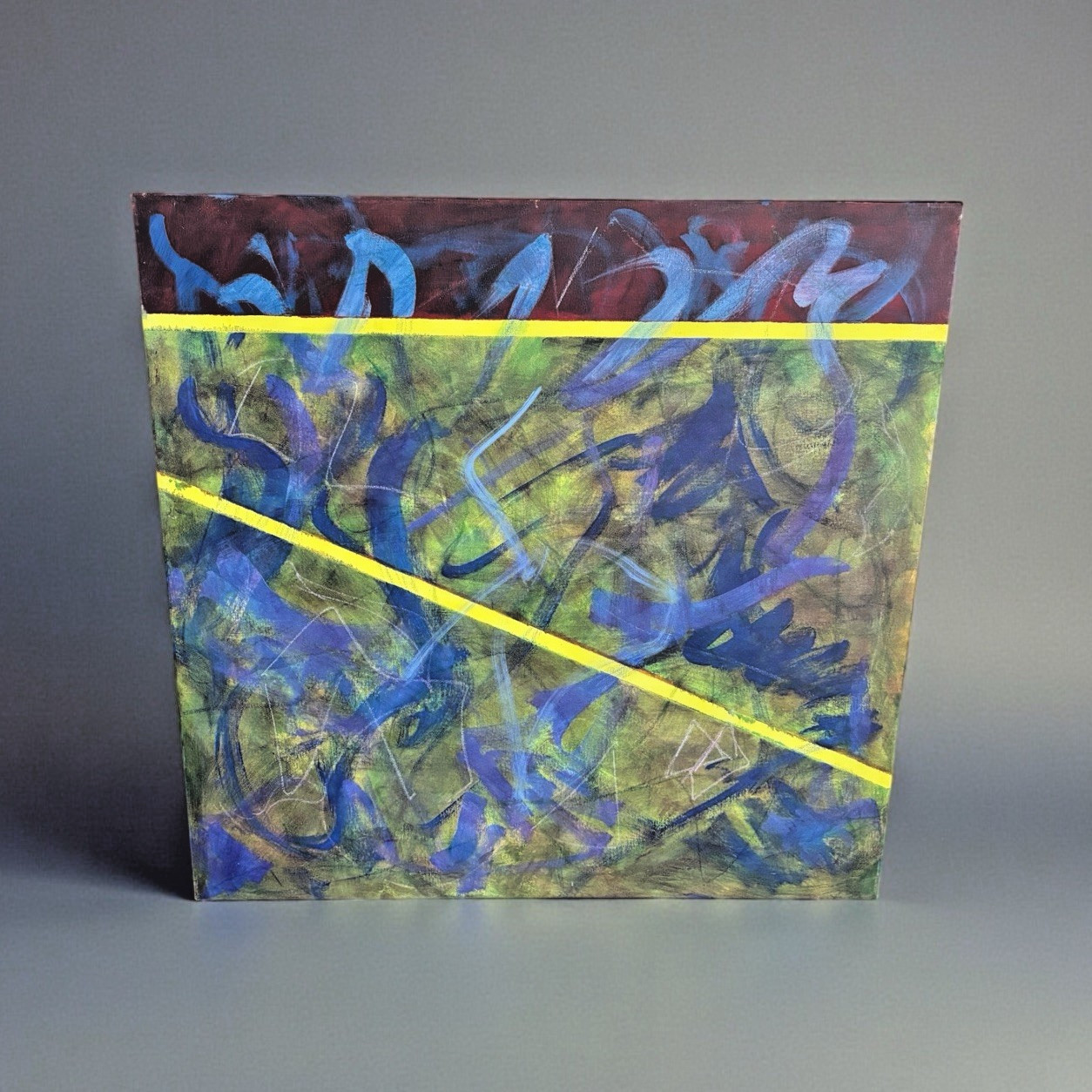 1991 36″ X 36″ Abstract Acrylic & Oil Painting On Canvas Artist V.Coffee