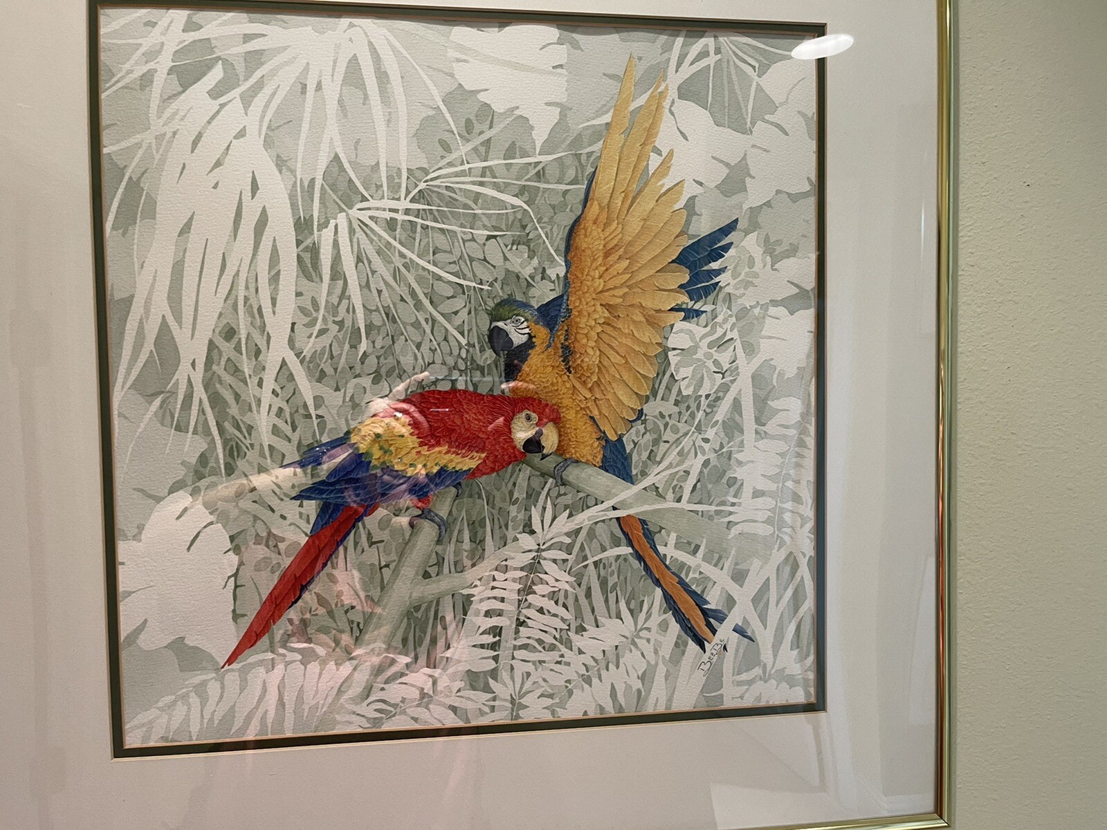 Original Watercolor by Beebe Mack. Parrots.